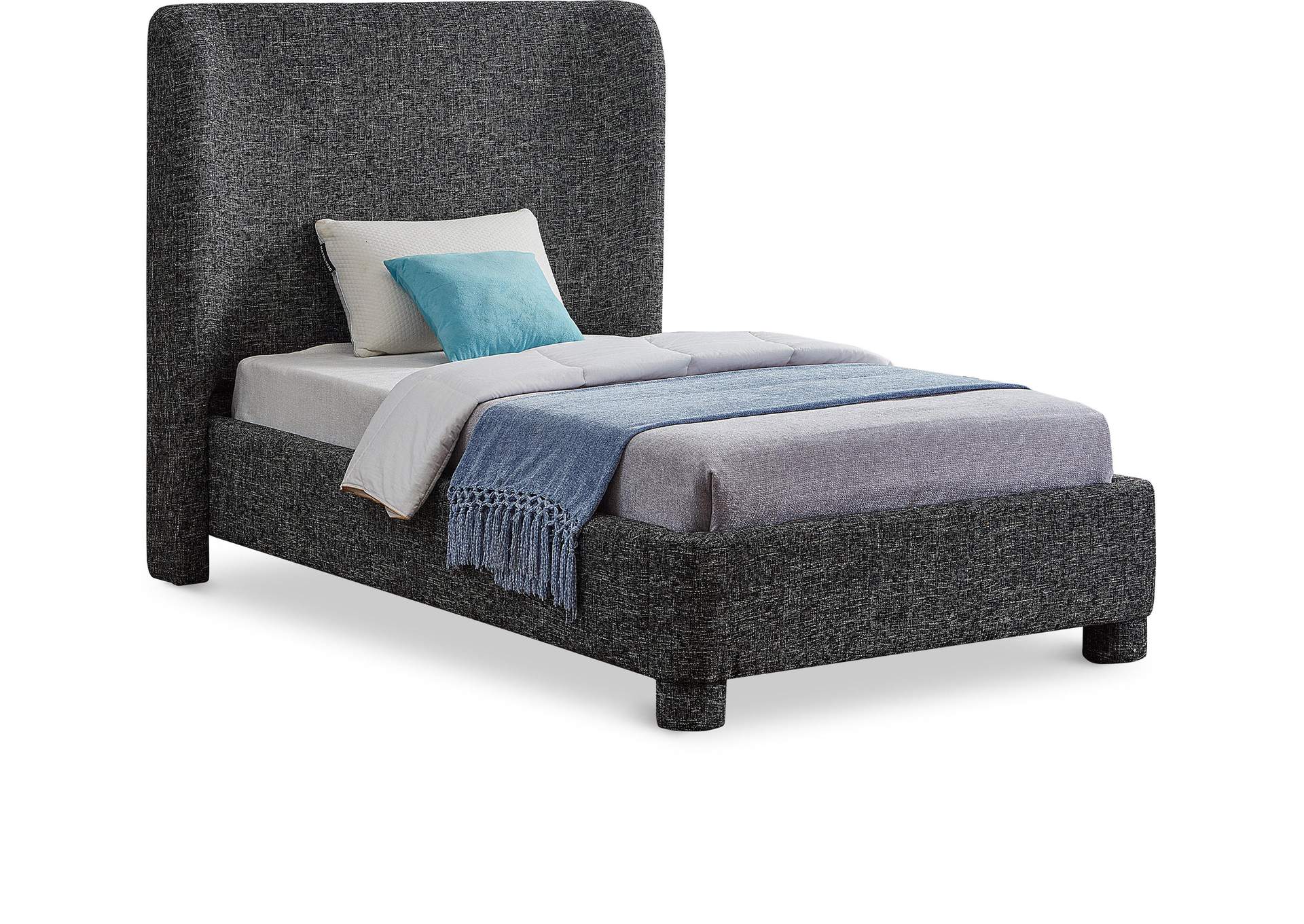 Penny Black Polyester Fabric Twin Bed,Meridian Furniture