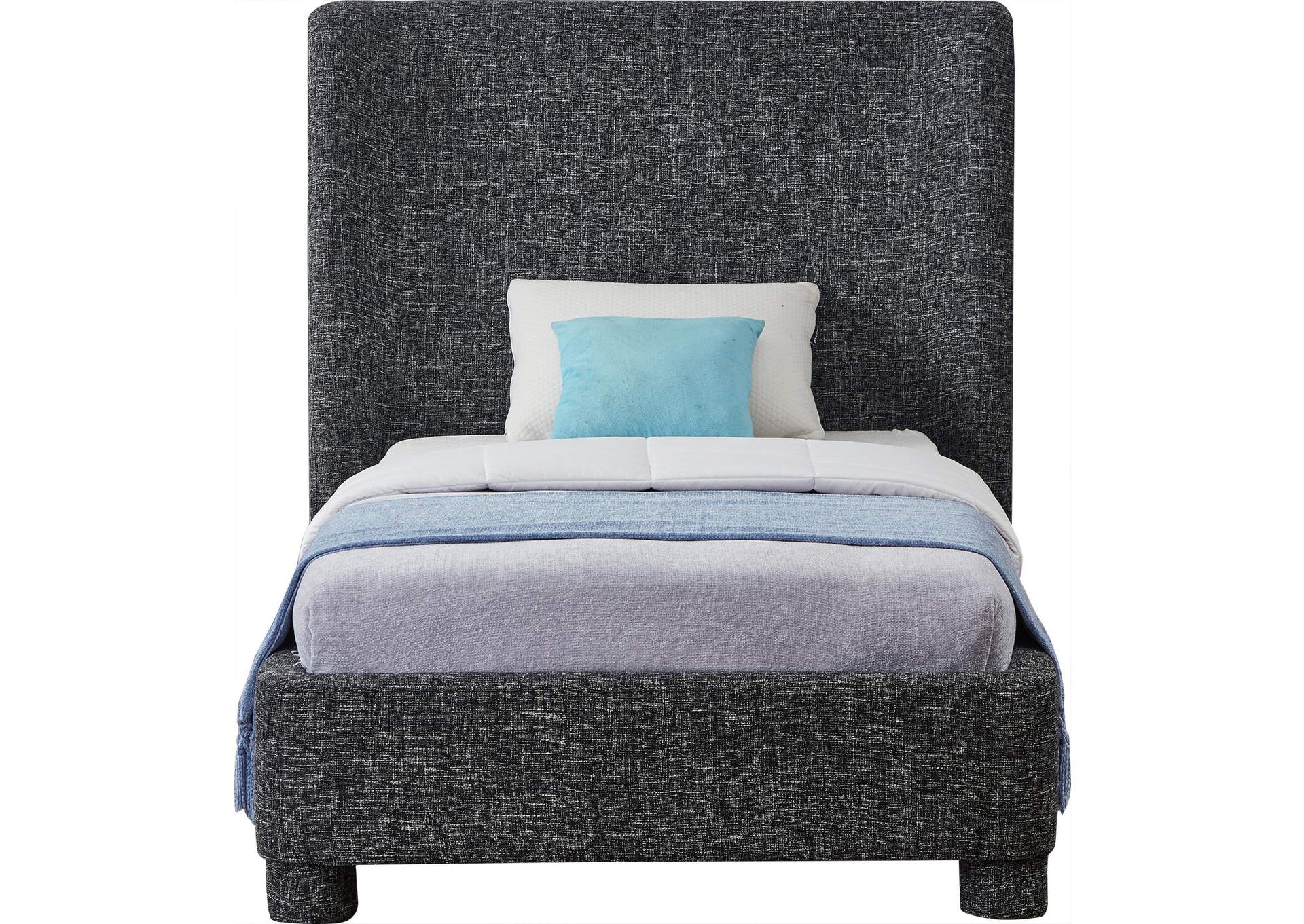 Penny Black Polyester Fabric Twin Bed,Meridian Furniture