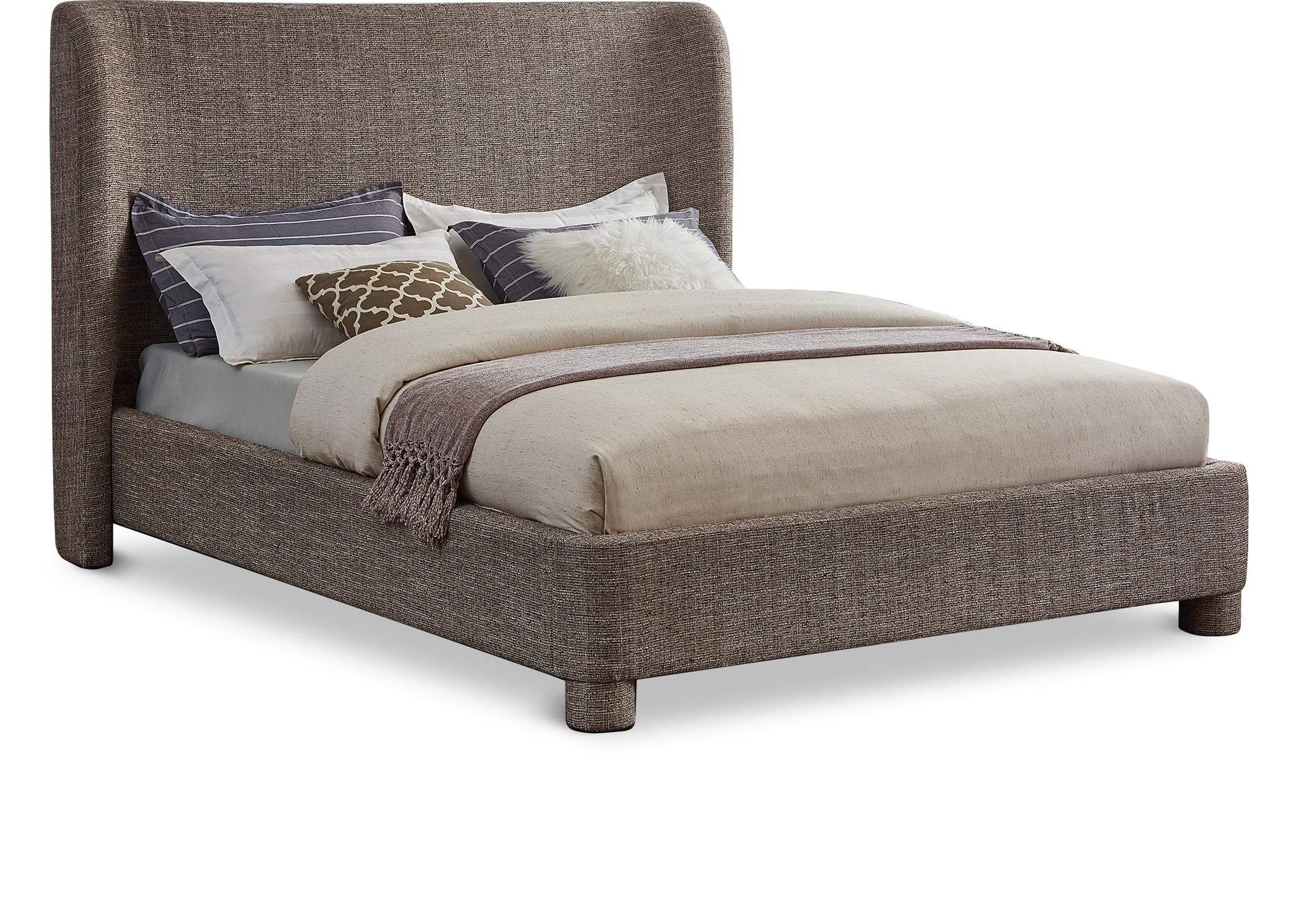 Penny Brown Polyester Fabric King Bed,Meridian Furniture