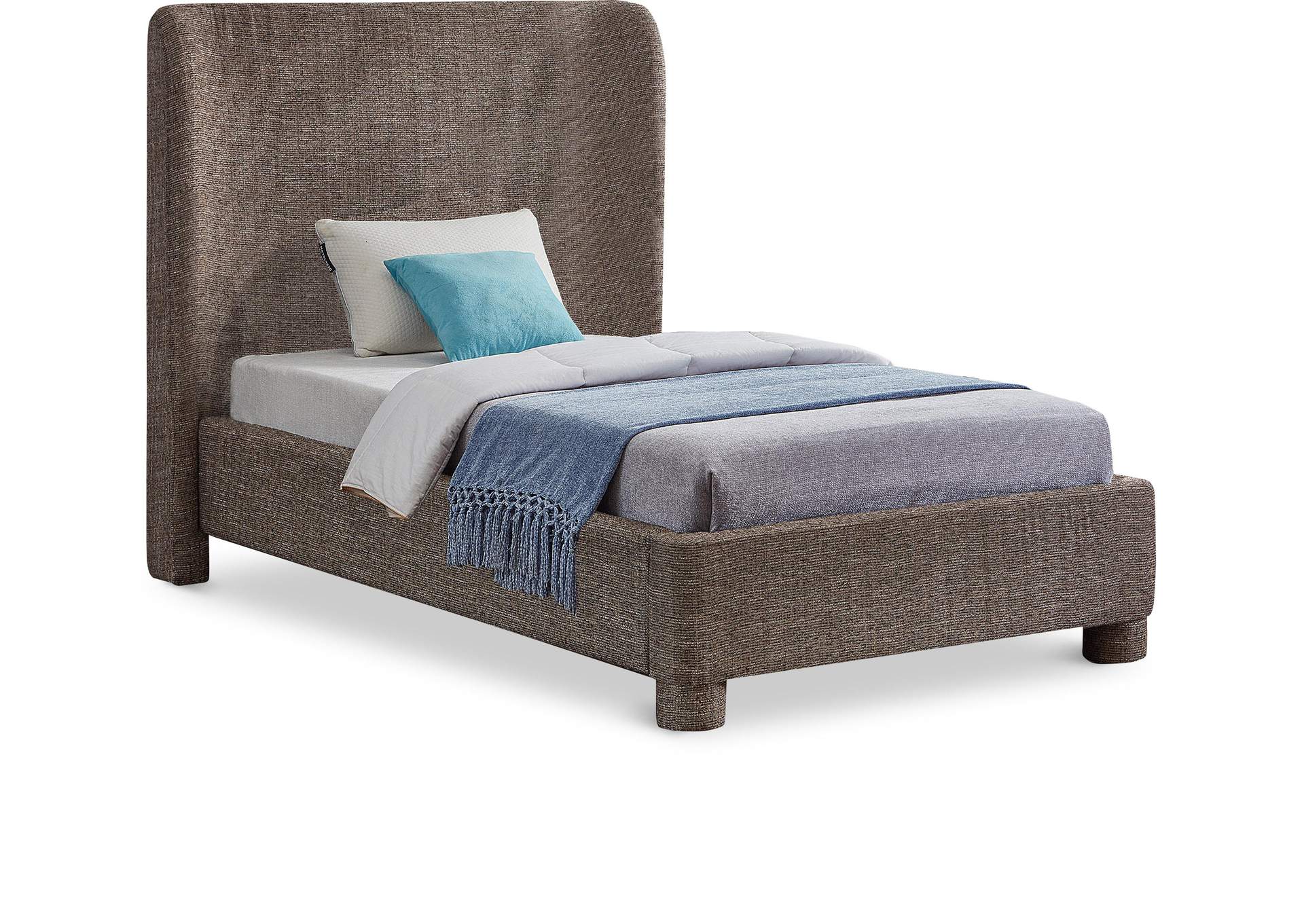 Penny Brown Polyester Fabric Twin Bed,Meridian Furniture