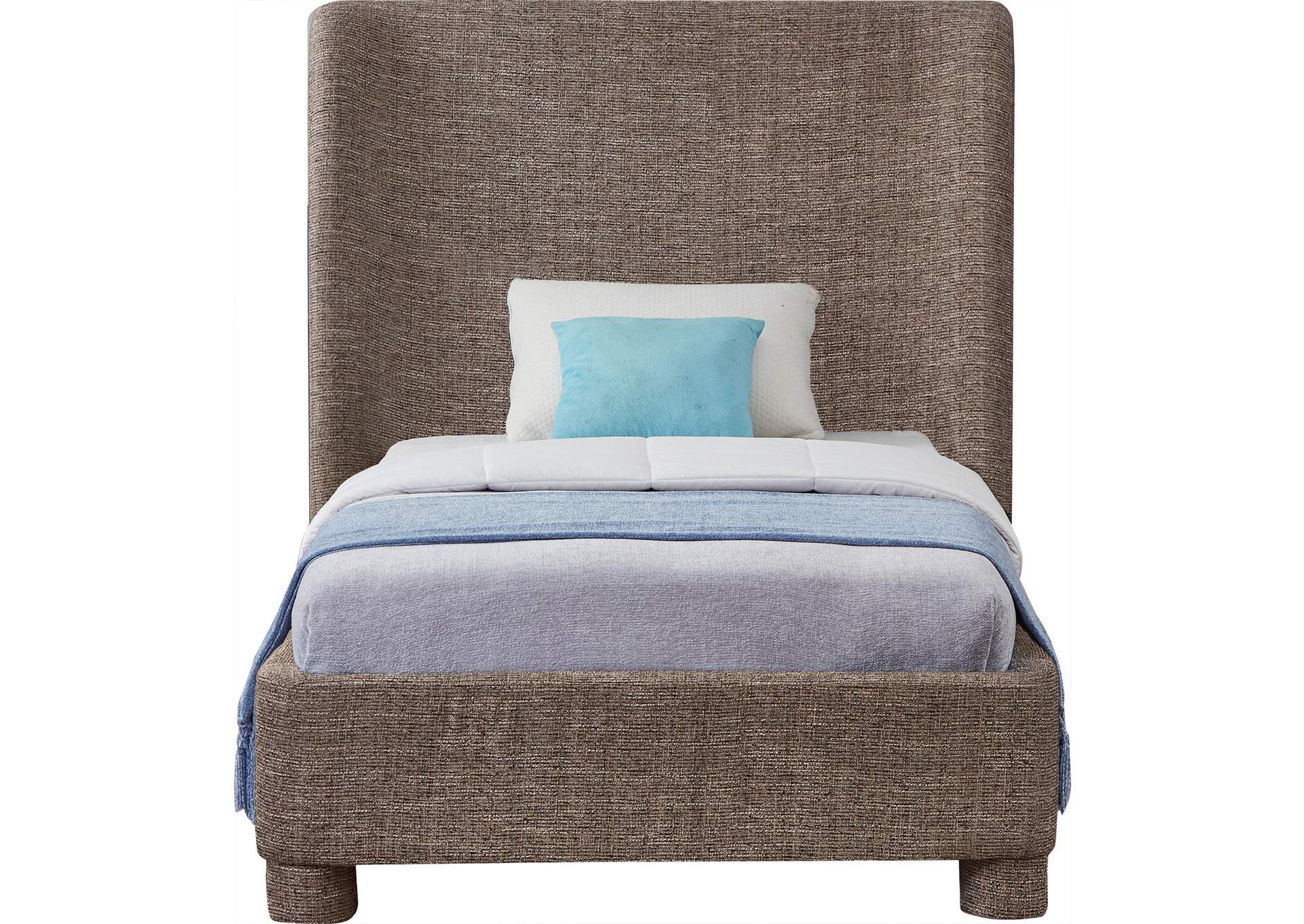 Penny Brown Polyester Fabric Twin Bed,Meridian Furniture