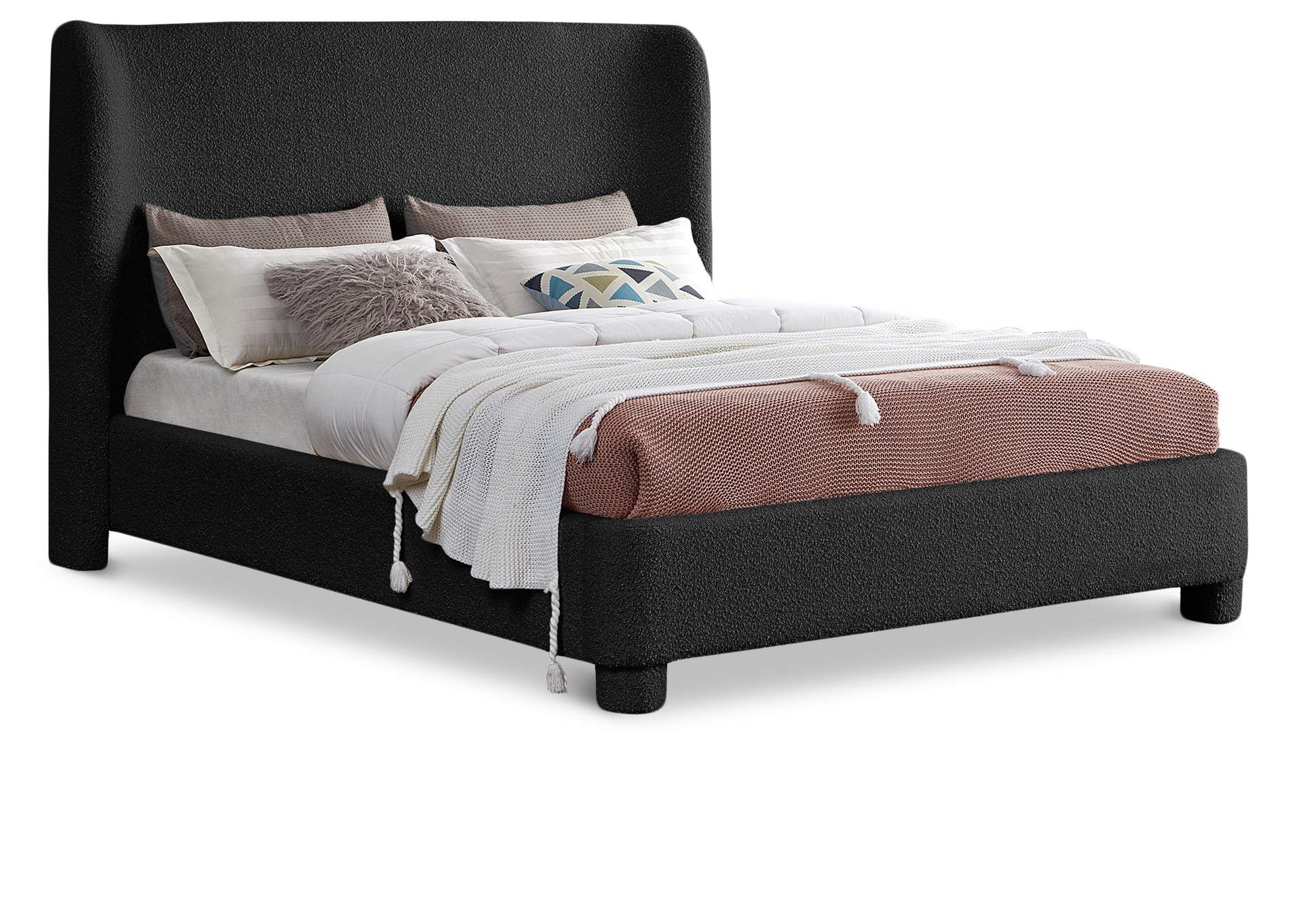 Penny Black Boucle Fabric Full Bed,Meridian Furniture