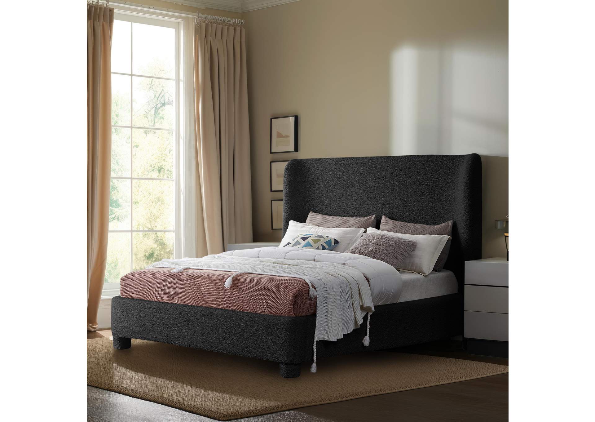 Penny Black Boucle Fabric Full Bed,Meridian Furniture