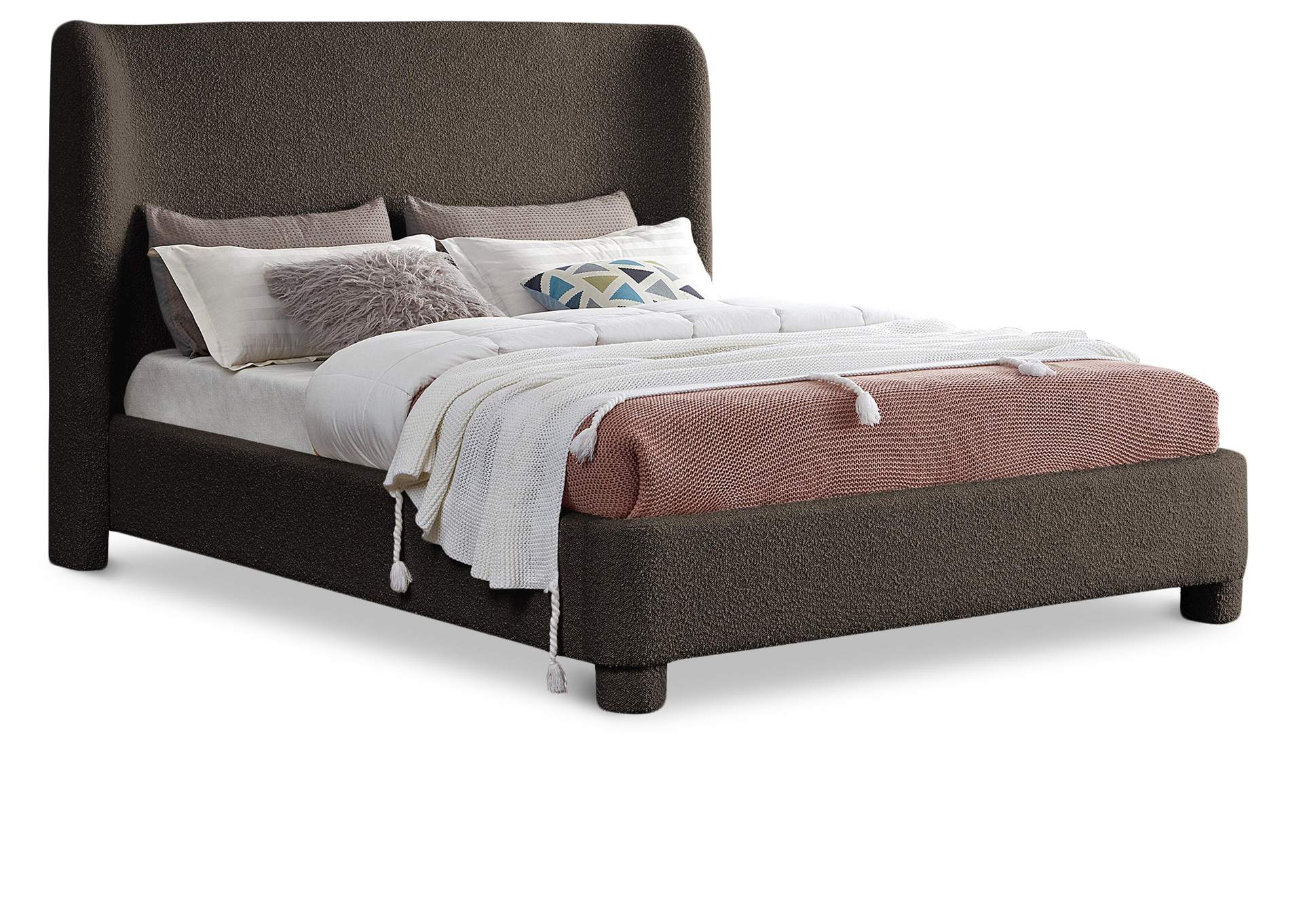 Penny Brown Boucle Fabric Full Bed,Meridian Furniture