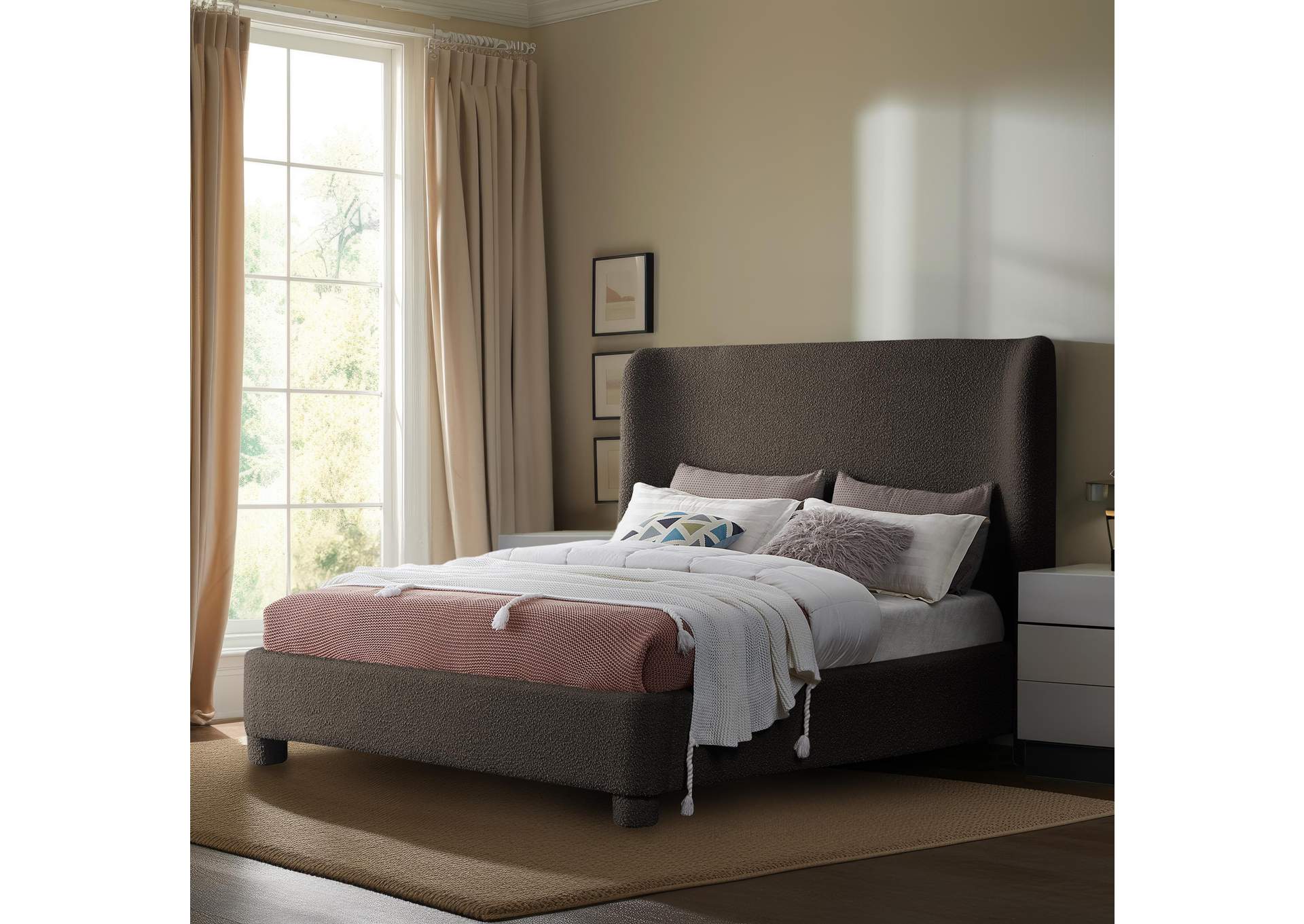 Penny Brown Boucle Fabric Full Bed,Meridian Furniture