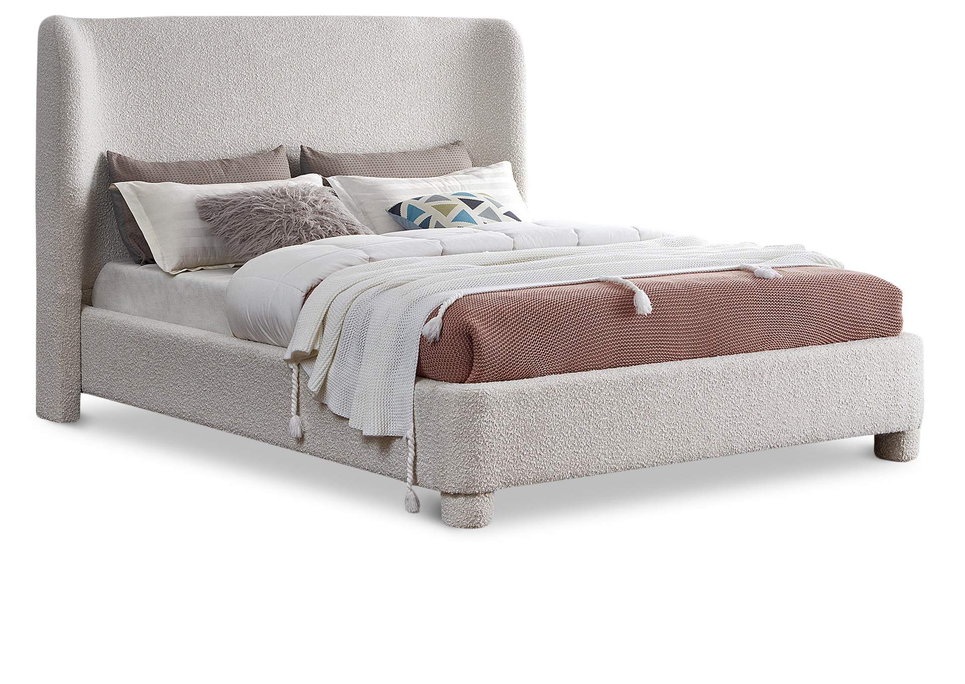 Penny Cream Boucle Fabric Full Bed,Meridian Furniture