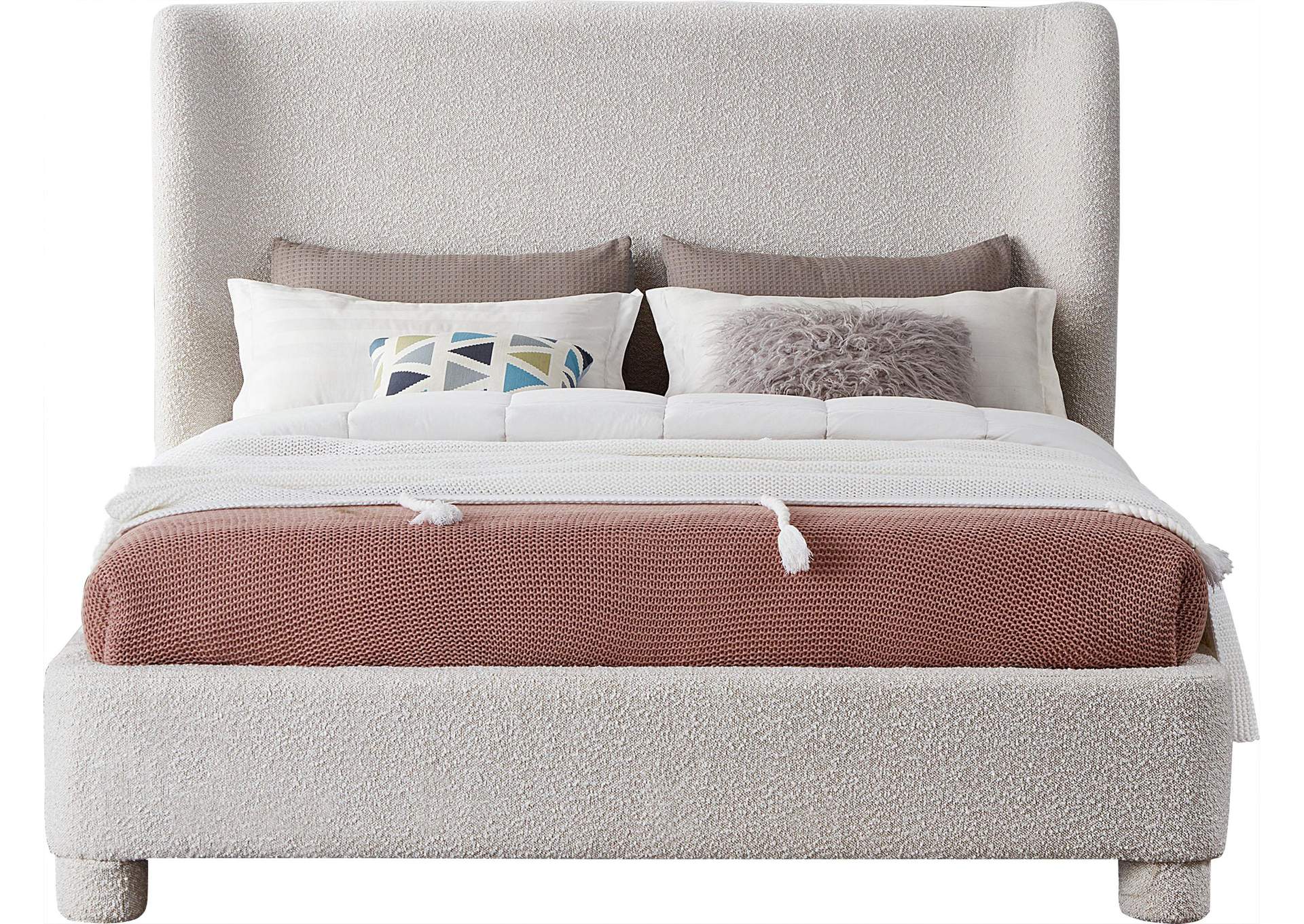 Penny Cream Boucle Fabric Full Bed,Meridian Furniture