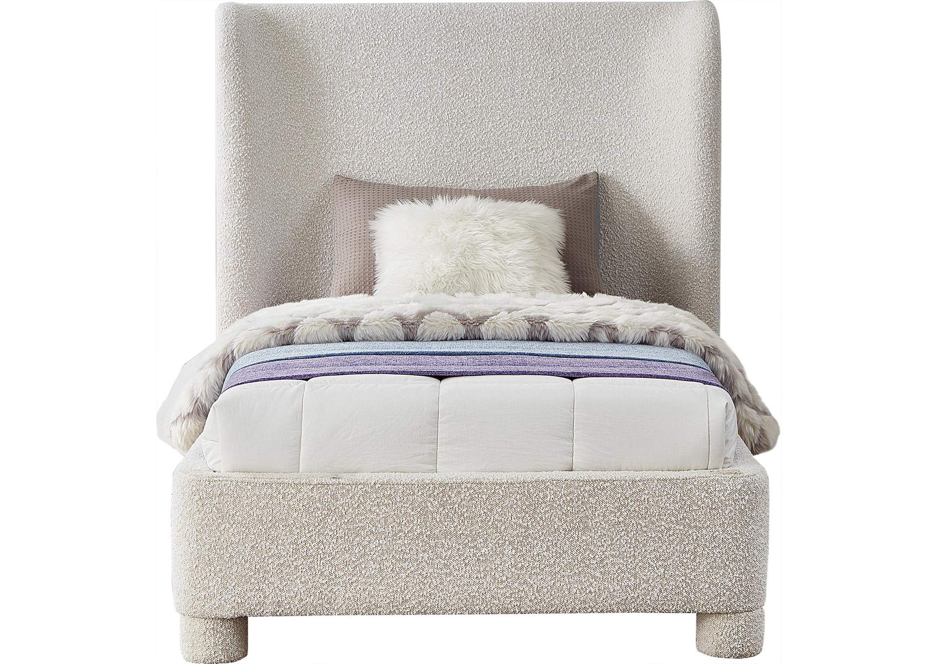 Penny Cream Boucle Fabric Twin Bed,Meridian Furniture