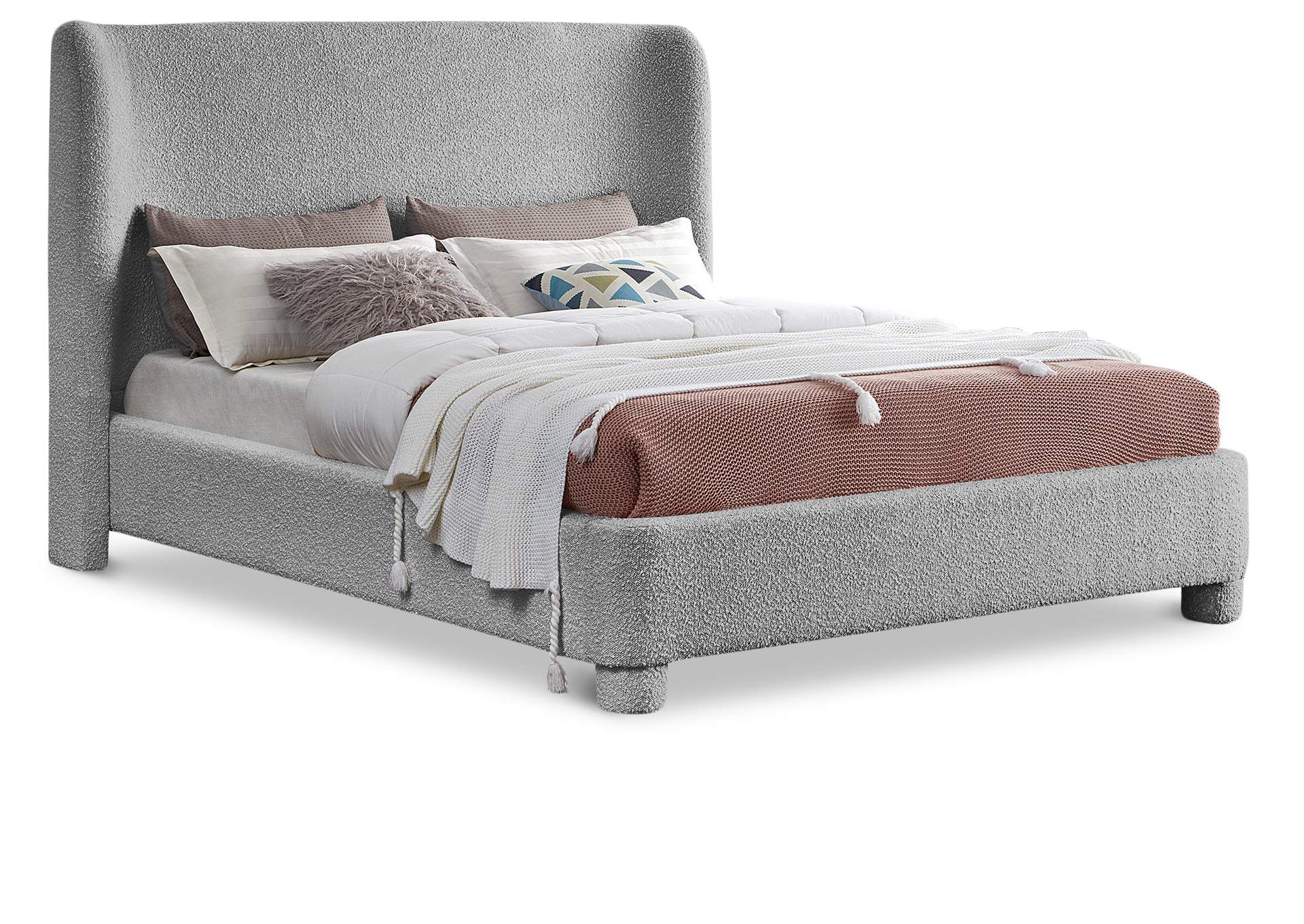 Penny Grey Boucle Fabric Full Bed,Meridian Furniture