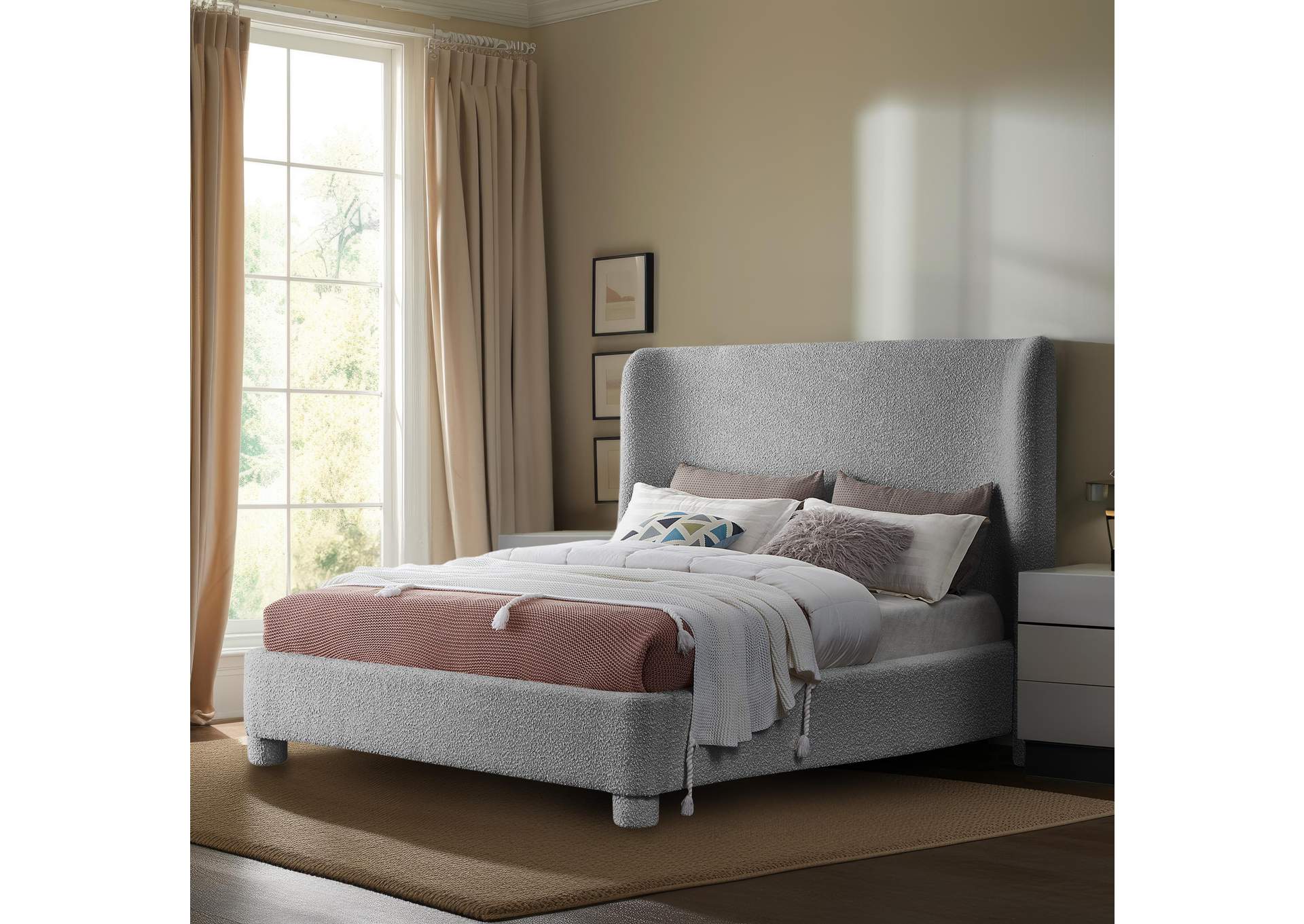 Penny Grey Boucle Fabric Full Bed,Meridian Furniture