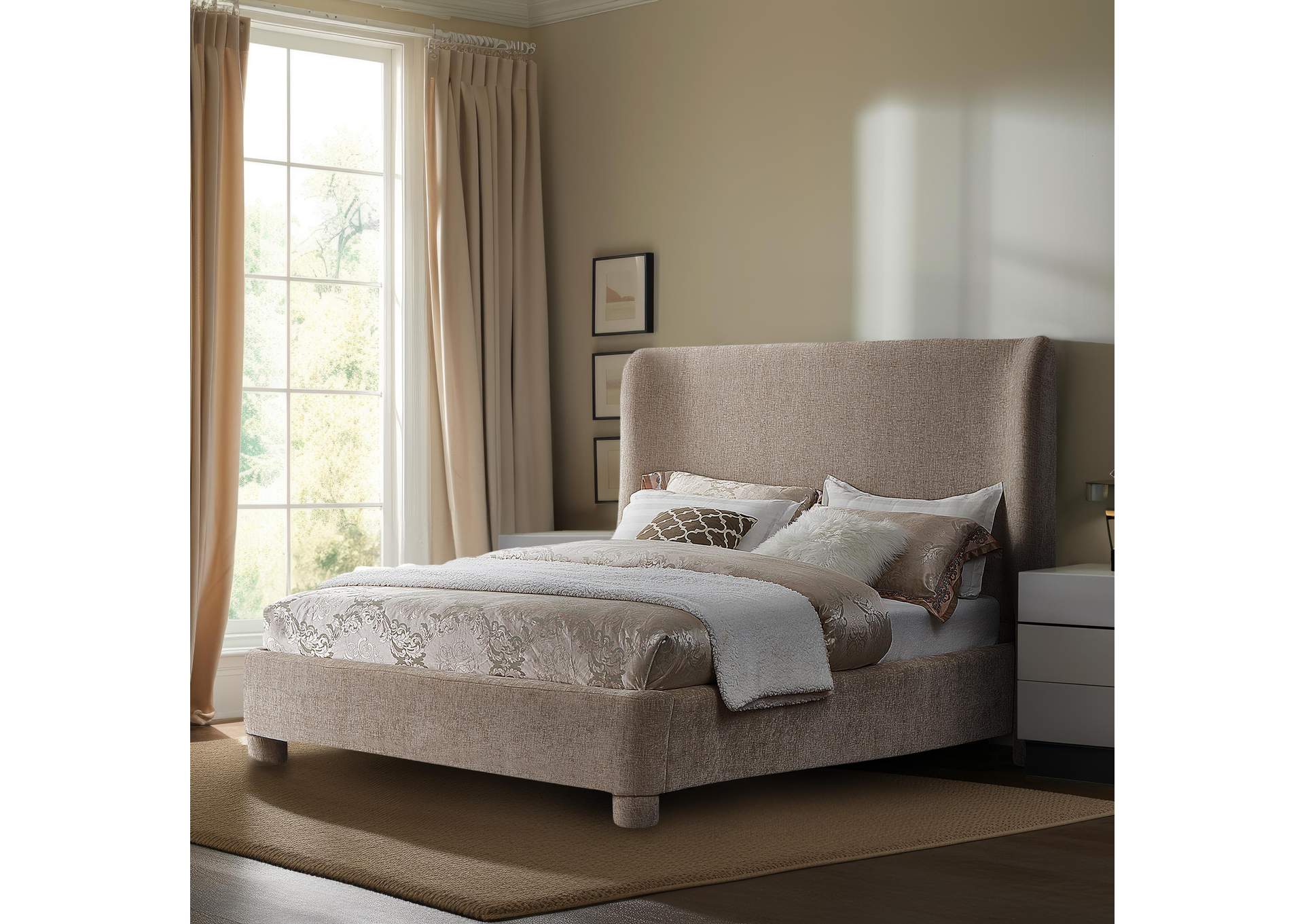 Penny Beige Chenille Fabric Full Bed,Meridian Furniture