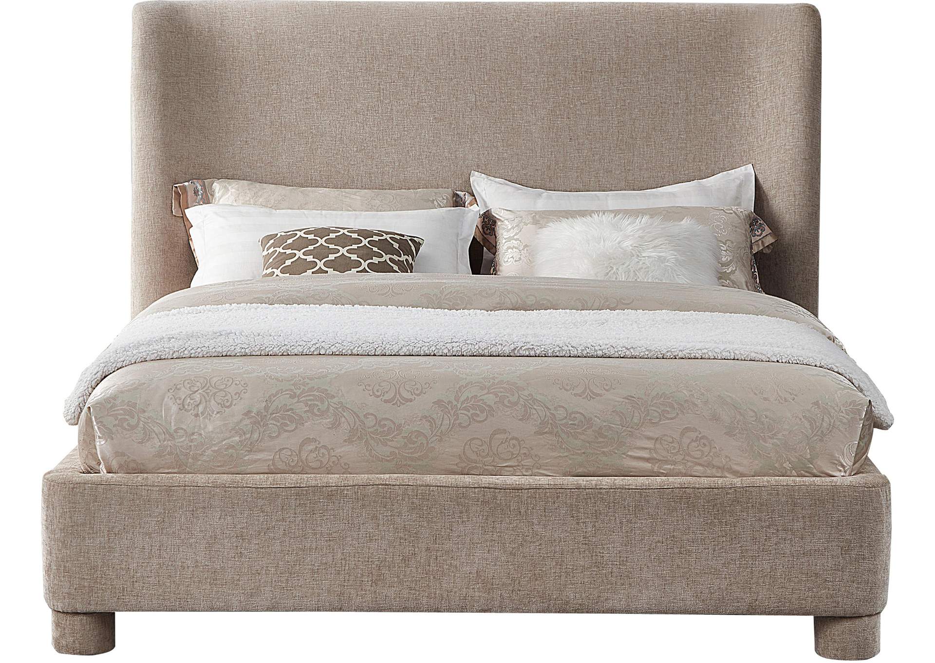 Penny Beige Chenille Fabric King Bed,Meridian Furniture