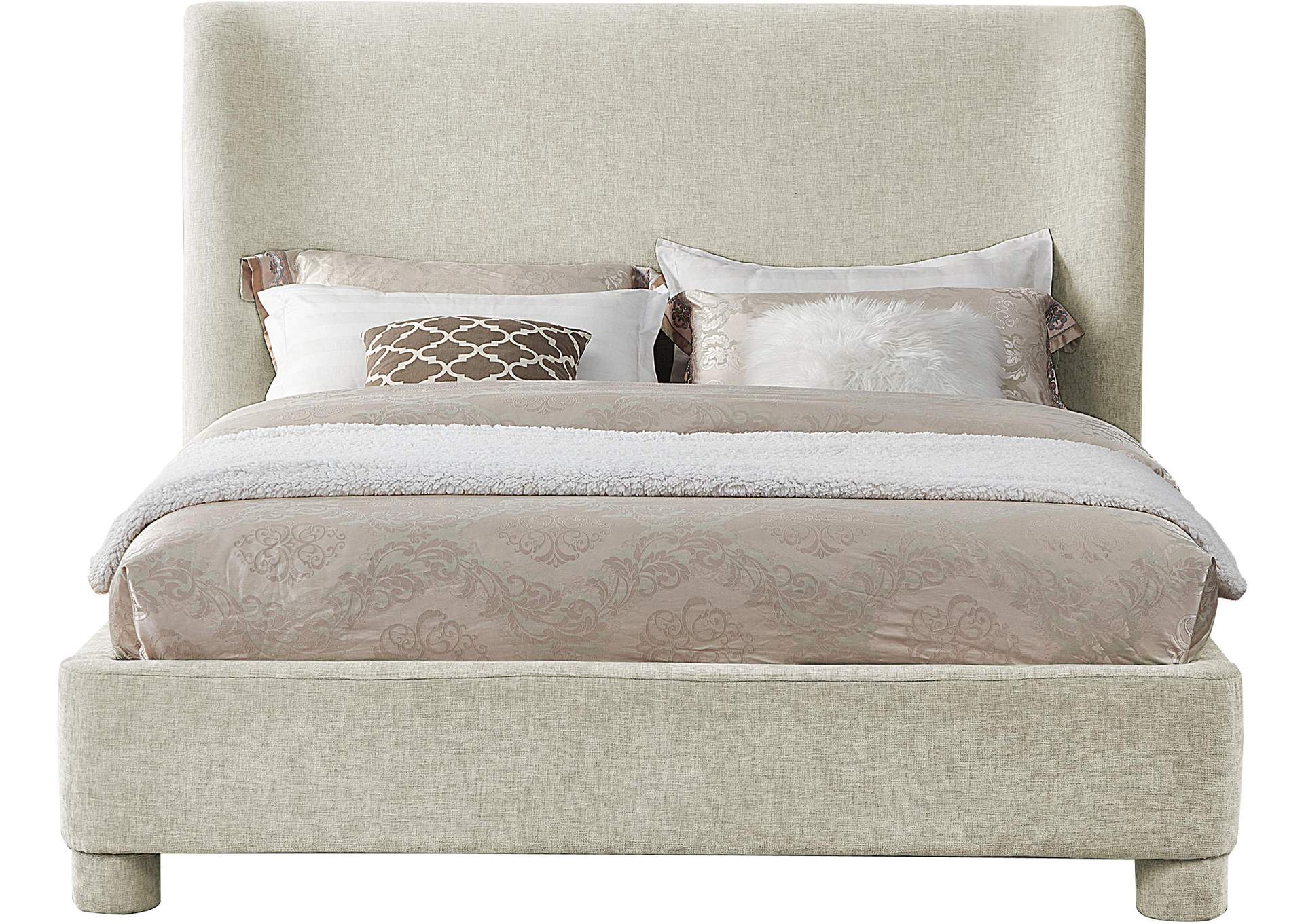 Penny Cream Chenille Fabric Queen Bed,Meridian Furniture