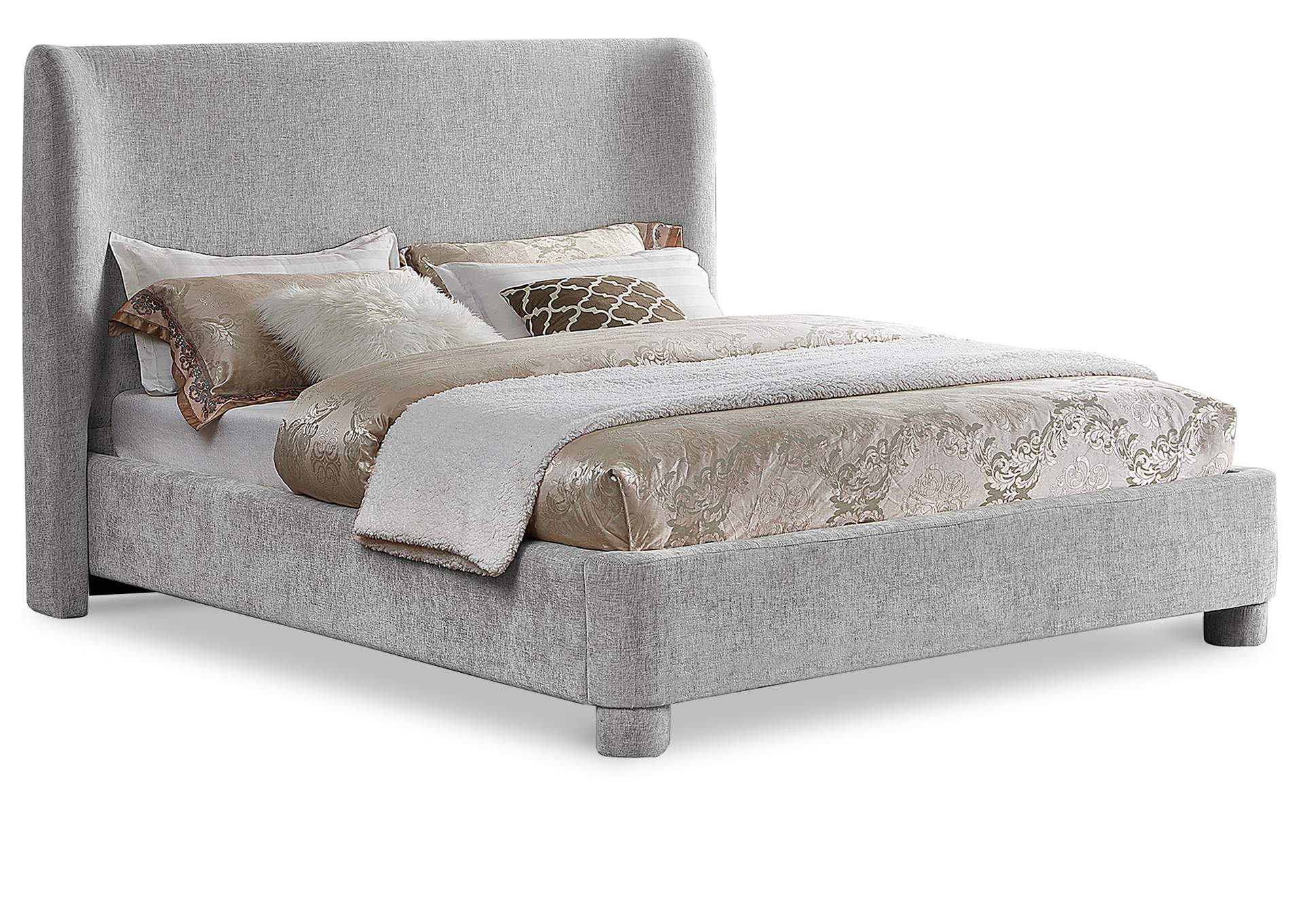 Penny Light Grey Chenille Fabric Full Bed,Meridian Furniture