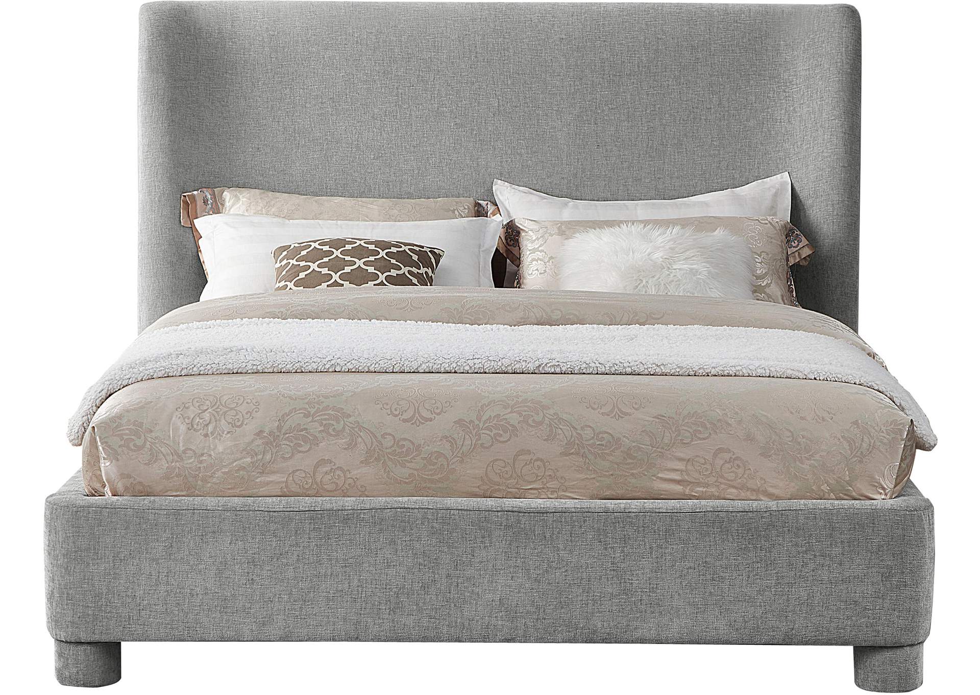 Penny Light Grey Chenille Fabric King Bed,Meridian Furniture