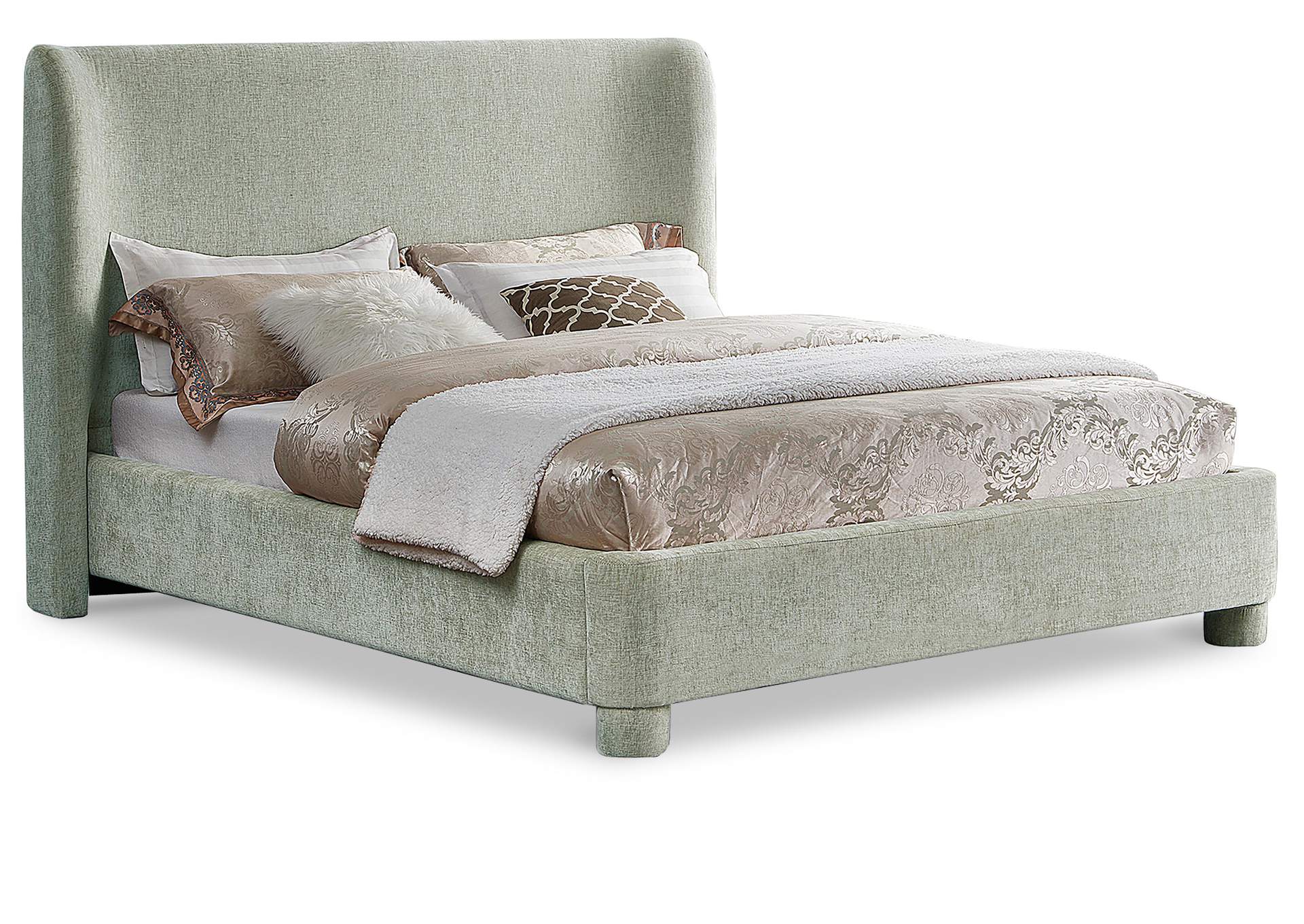 Penny Mint Green Chenille Fabric Full Bed,Meridian Furniture