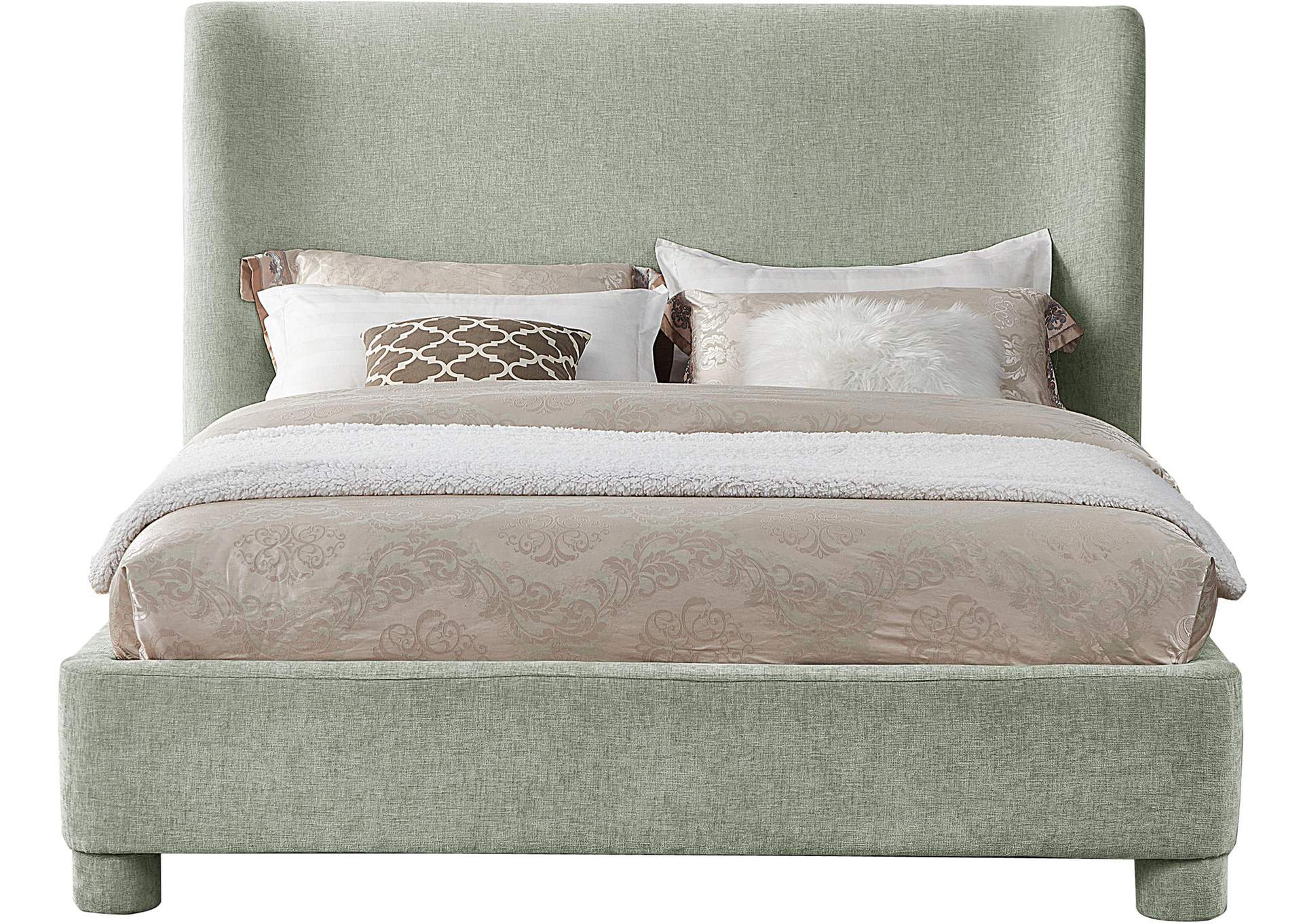 Penny Mint Green Chenille Fabric Full Bed,Meridian Furniture