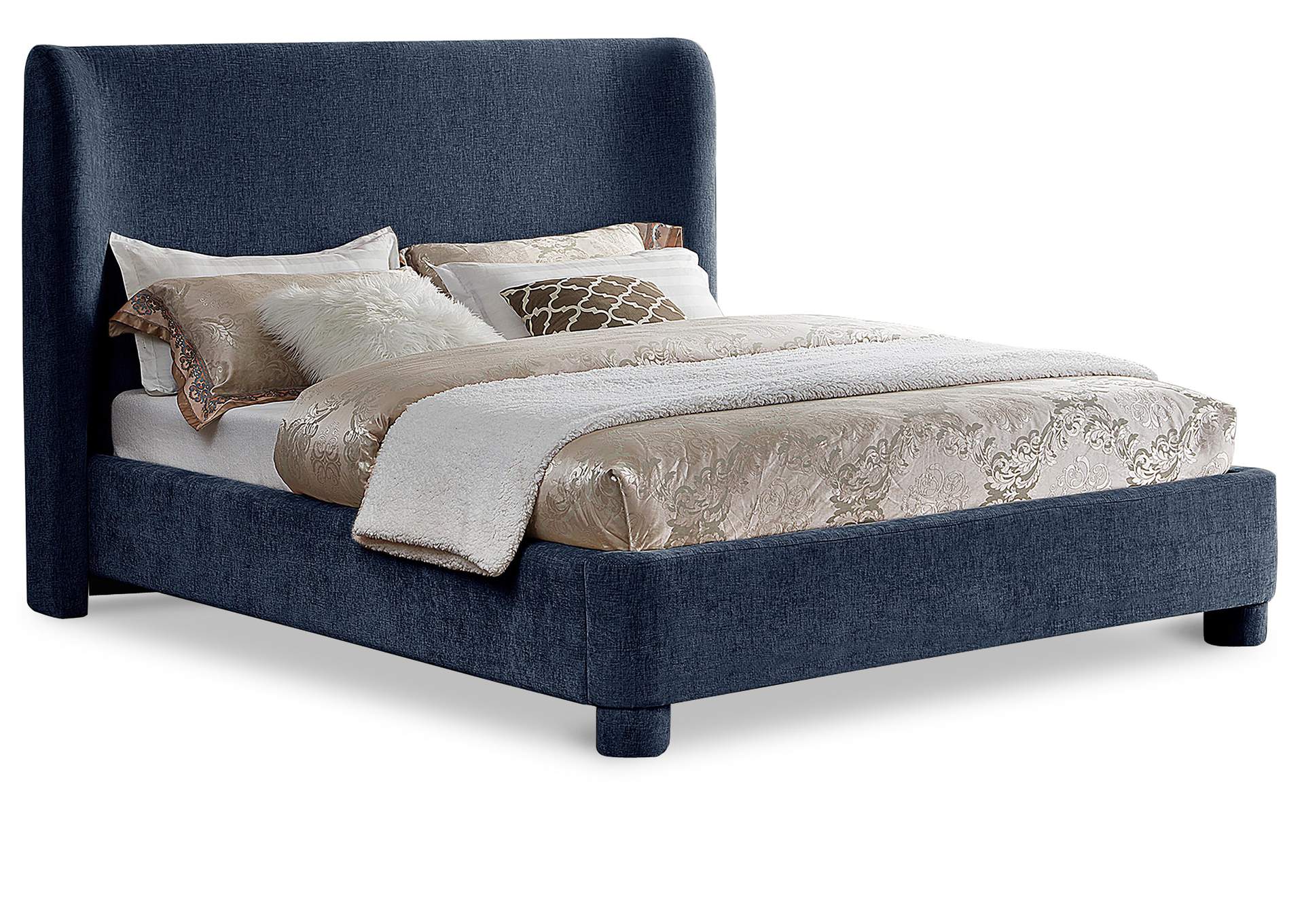 Penny Navy Chenille Fabric Full Bed,Meridian Furniture