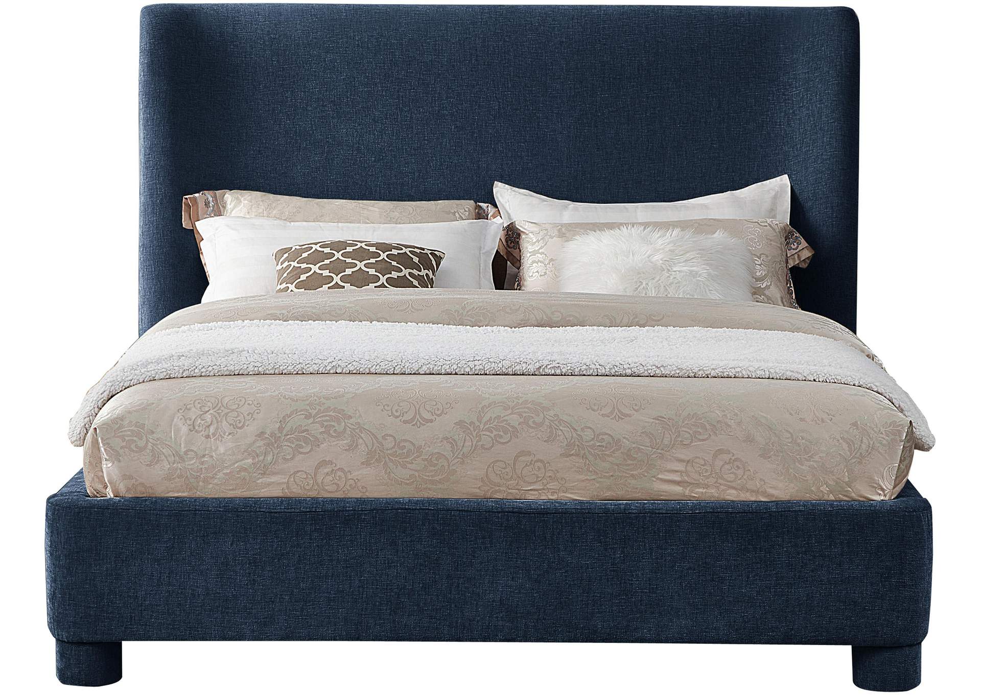 Penny Navy Chenille Fabric Full Bed,Meridian Furniture