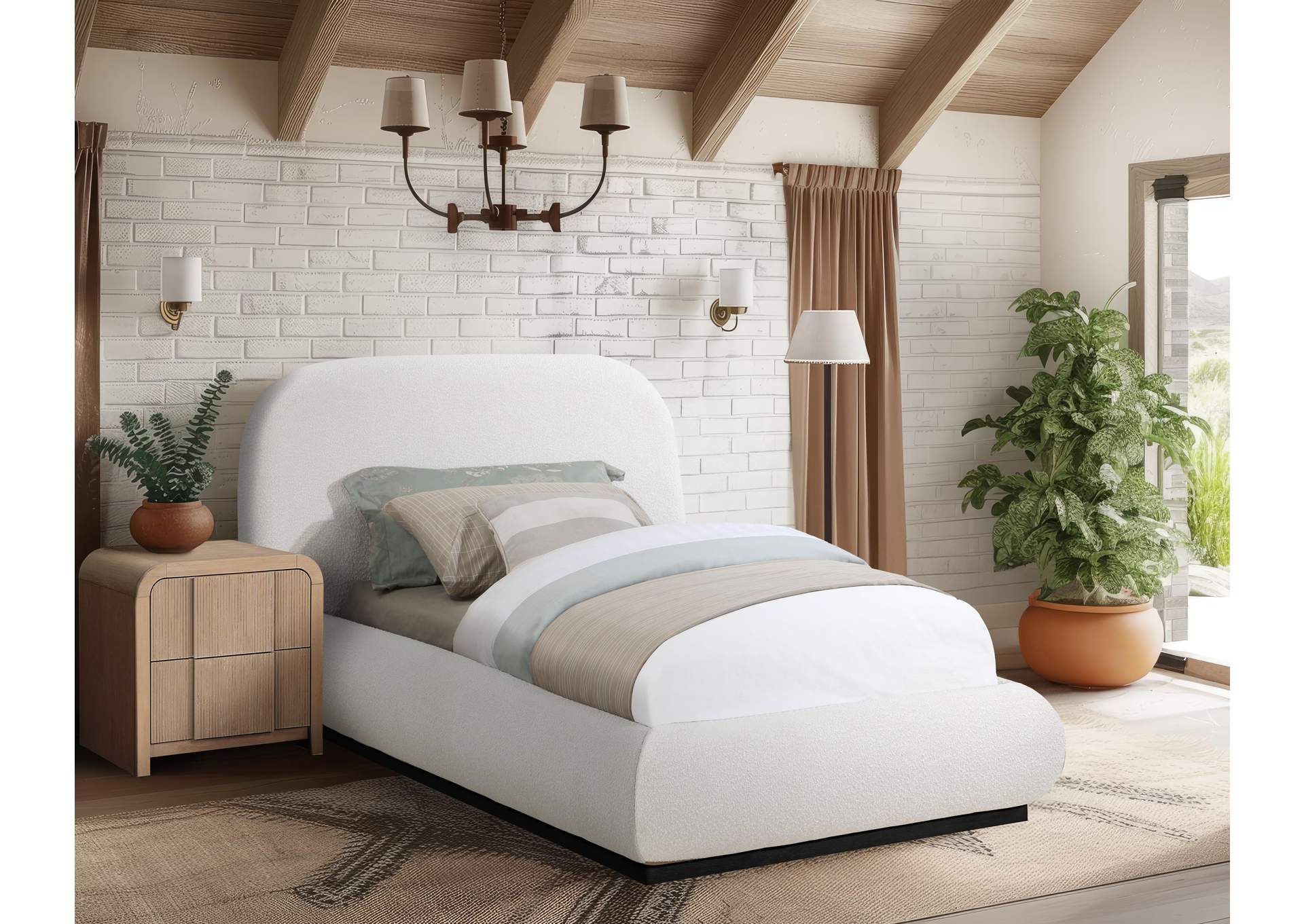 Vaughn Cream Twin Bed,Meridian Furniture