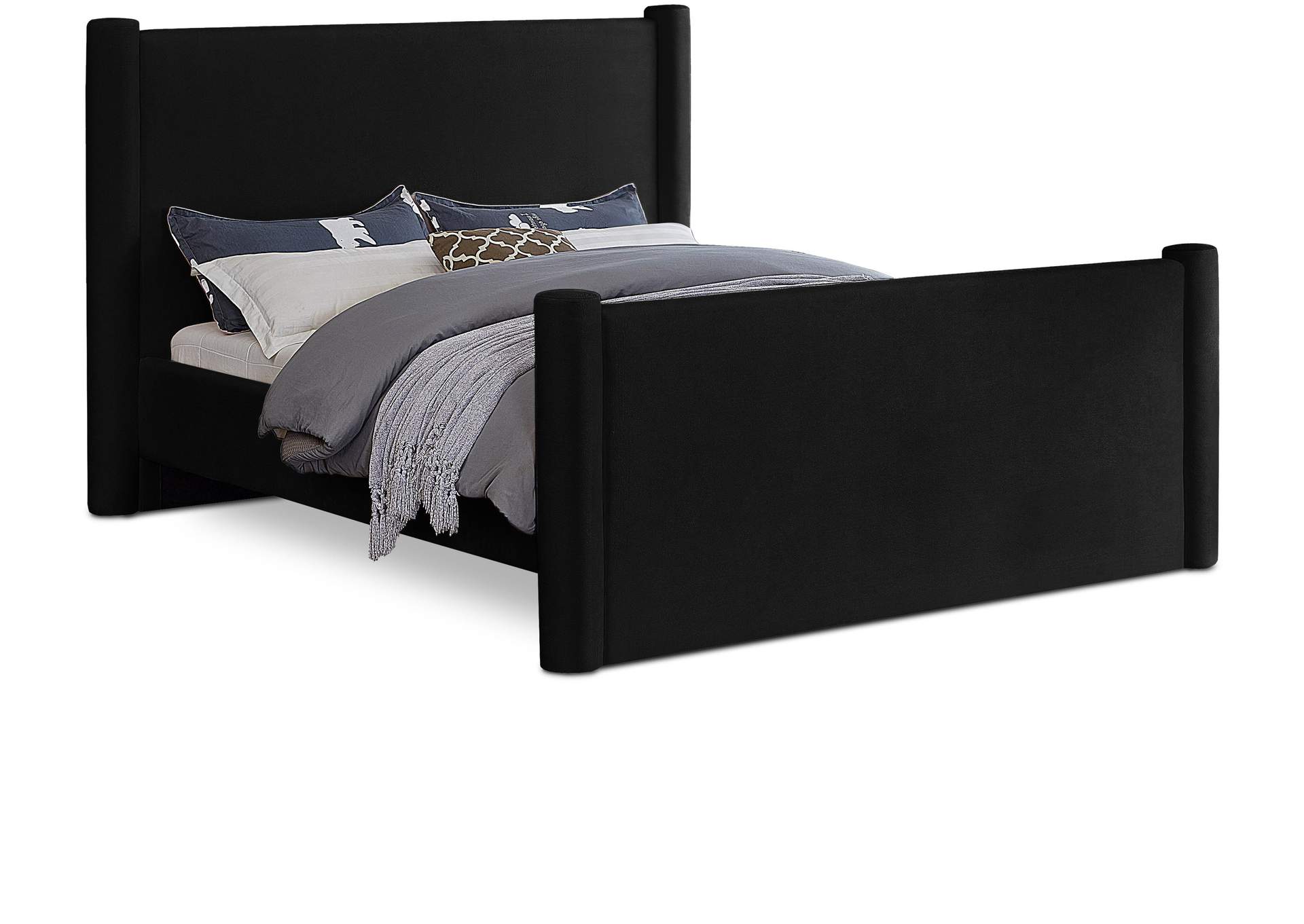 Elias Black Velvet Full Bed,Meridian Furniture