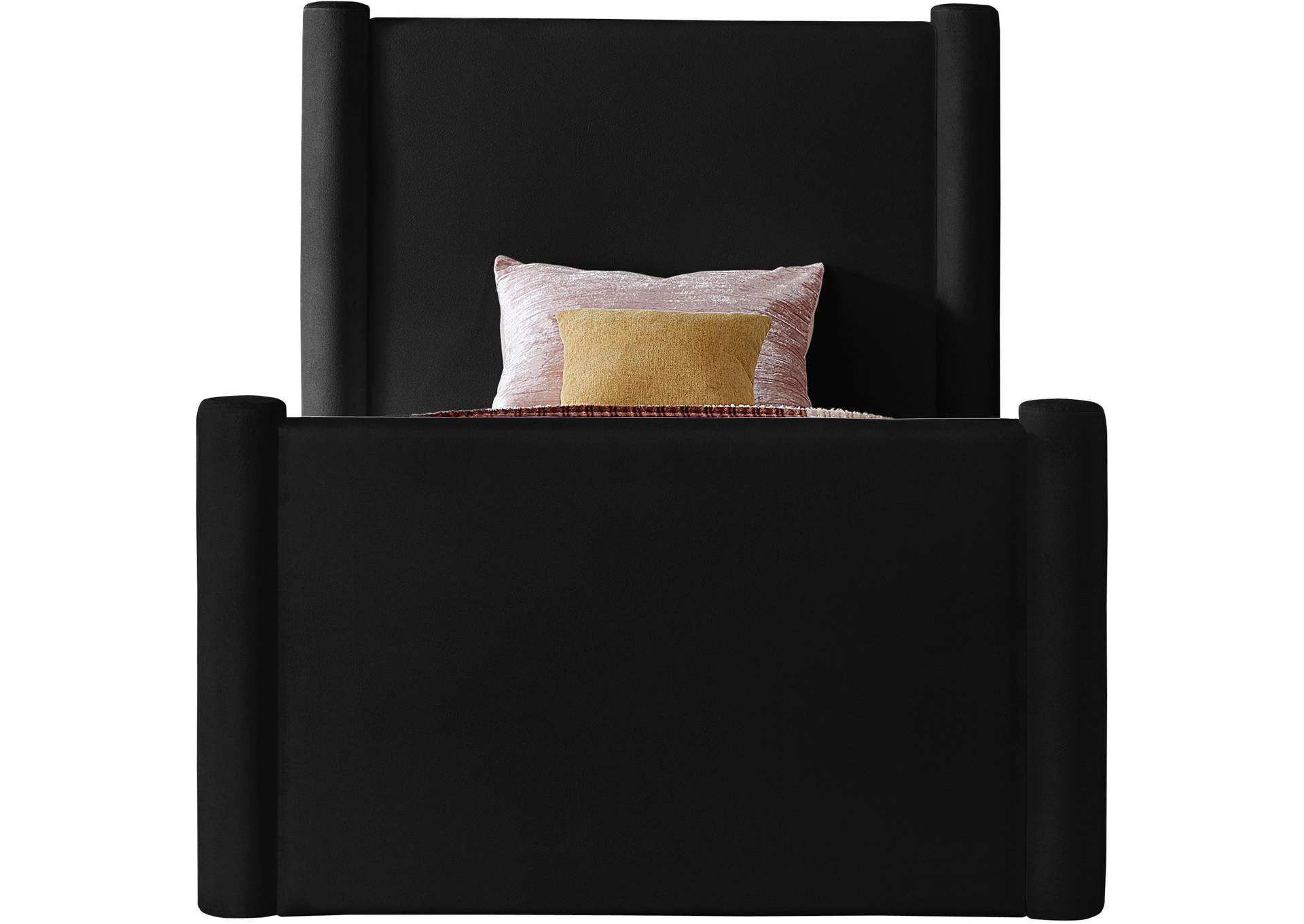 Elias Black Velvet Twin Bed,Meridian Furniture