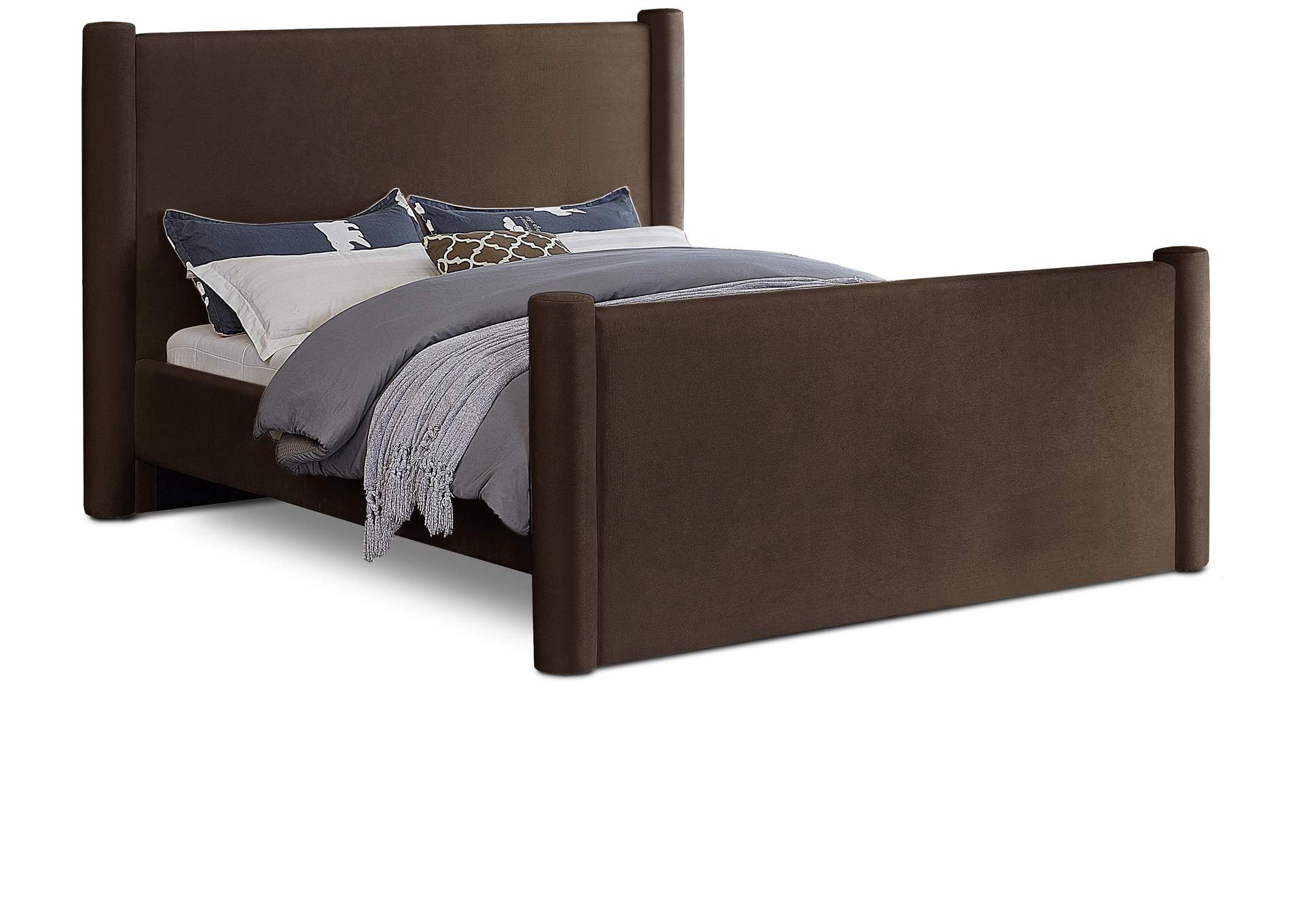 Elias Brown Velvet Full Bed,Meridian Furniture