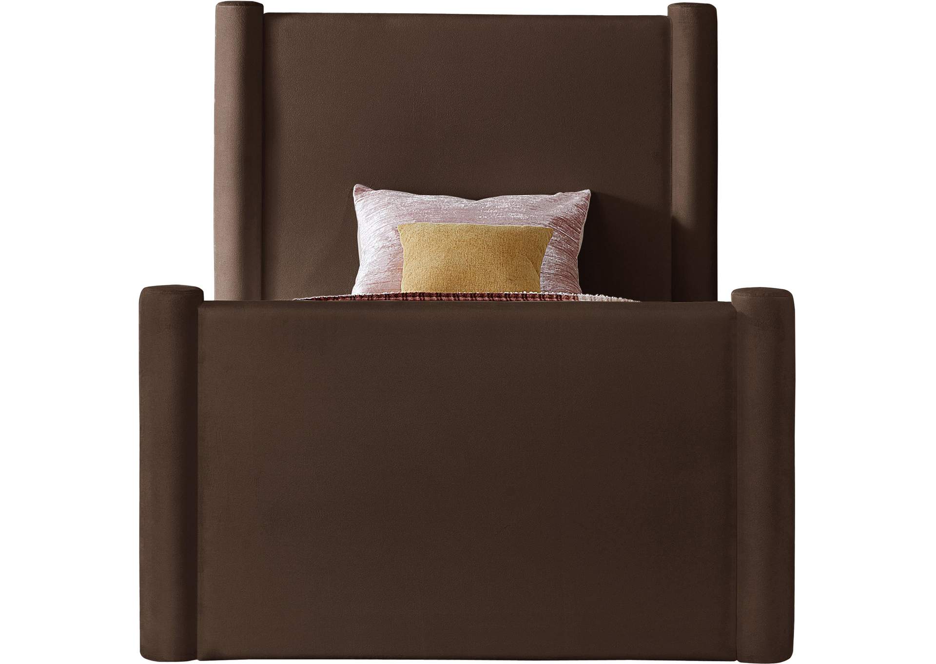 Elias Brown Velvet Twin Bed,Meridian Furniture