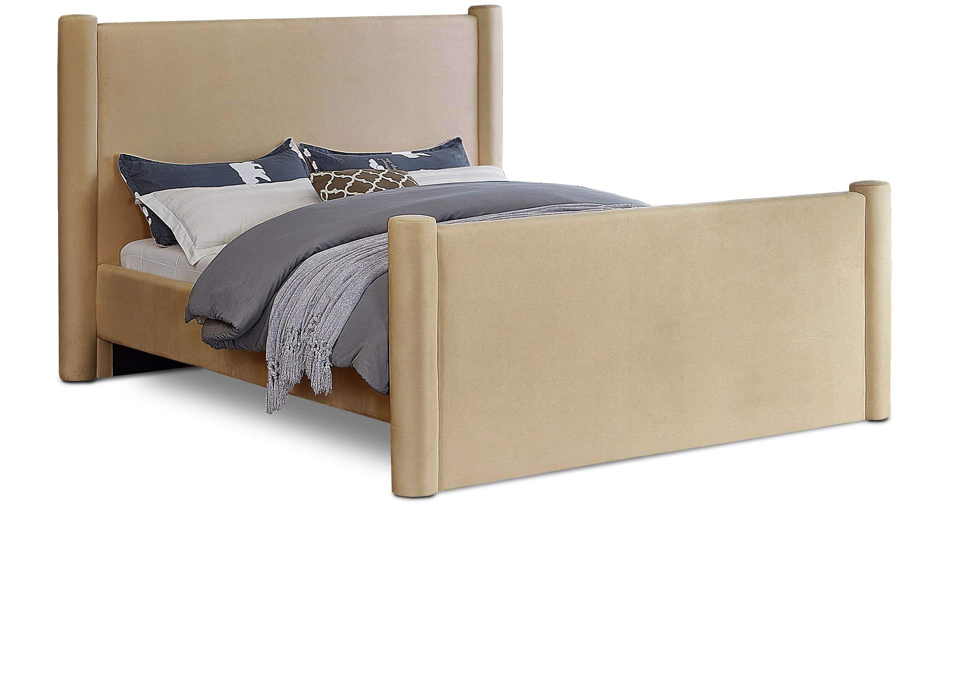 Elias Camel Velvet King Bed,Meridian Furniture