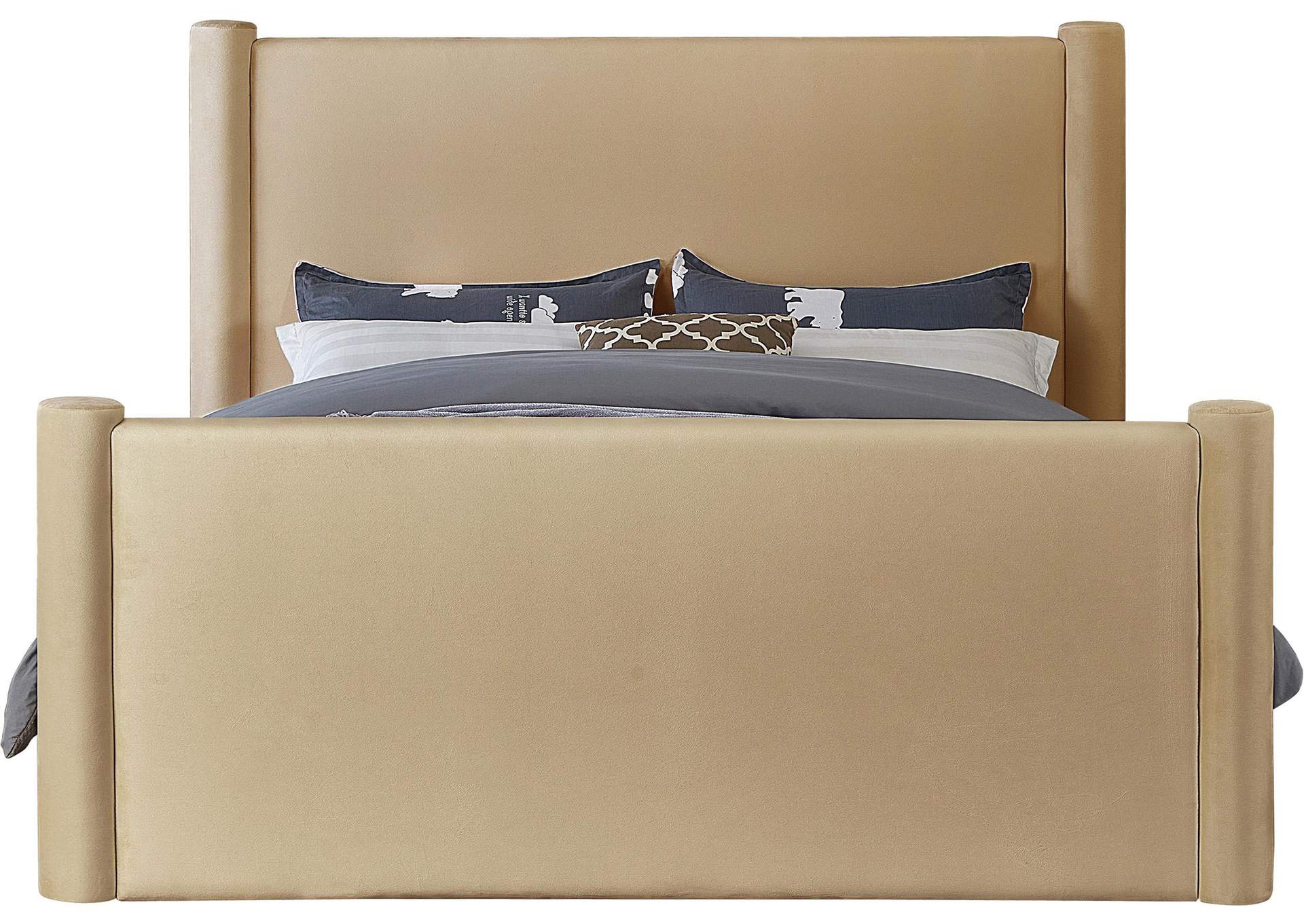 Elias Camel Velvet King Bed,Meridian Furniture