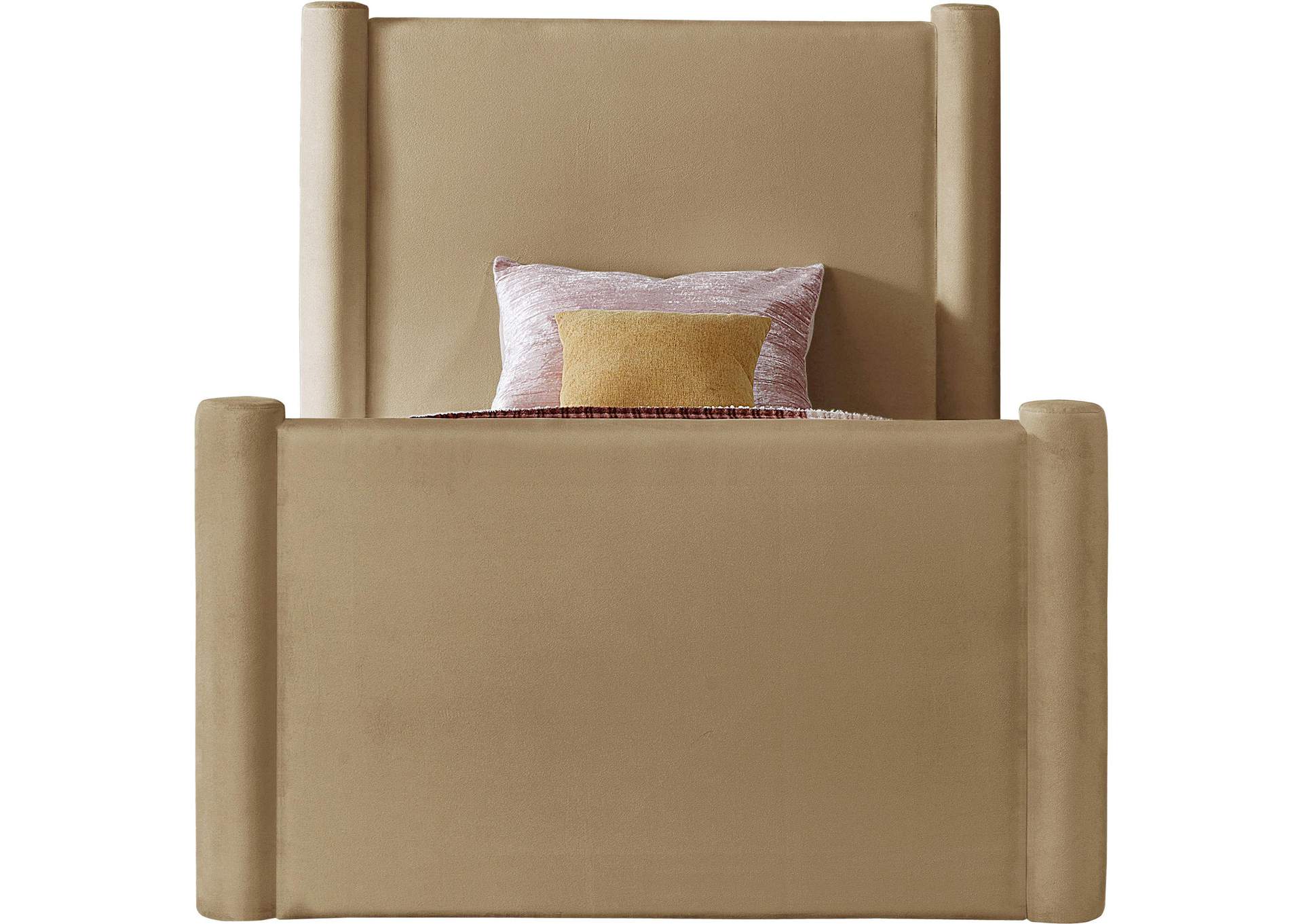 Elias Camel Velvet Twin Bed,Meridian Furniture