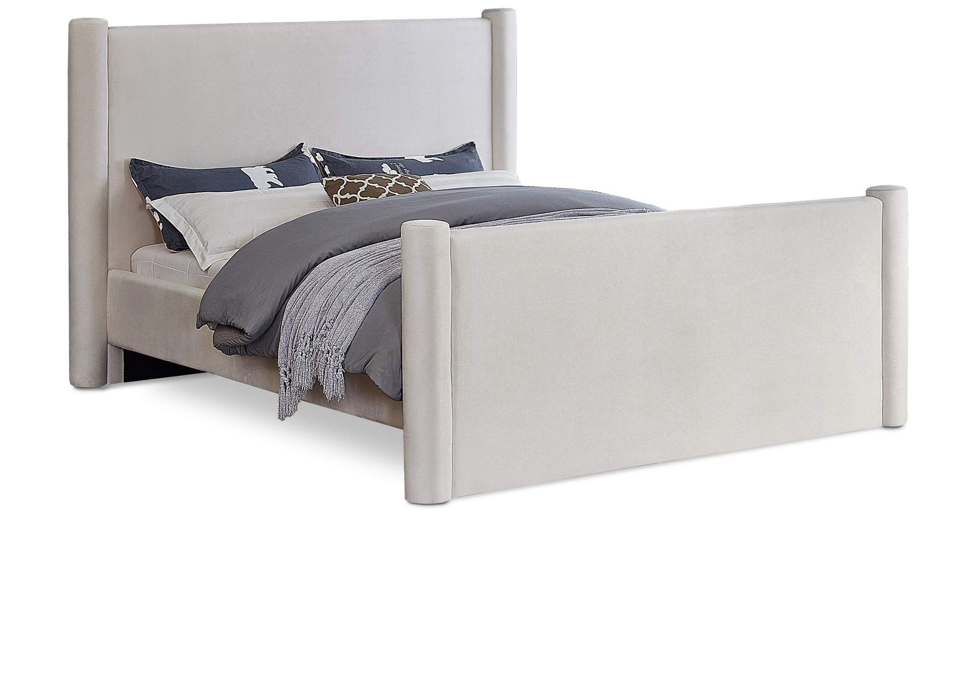 Elias Cream Velvet King Bed,Meridian Furniture