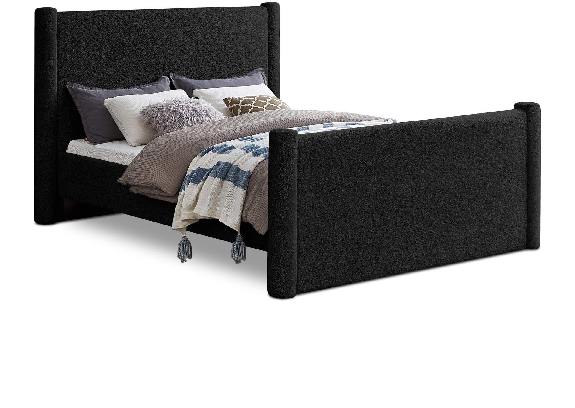 Elias Black Boucle Fabric Full Bed,Meridian Furniture