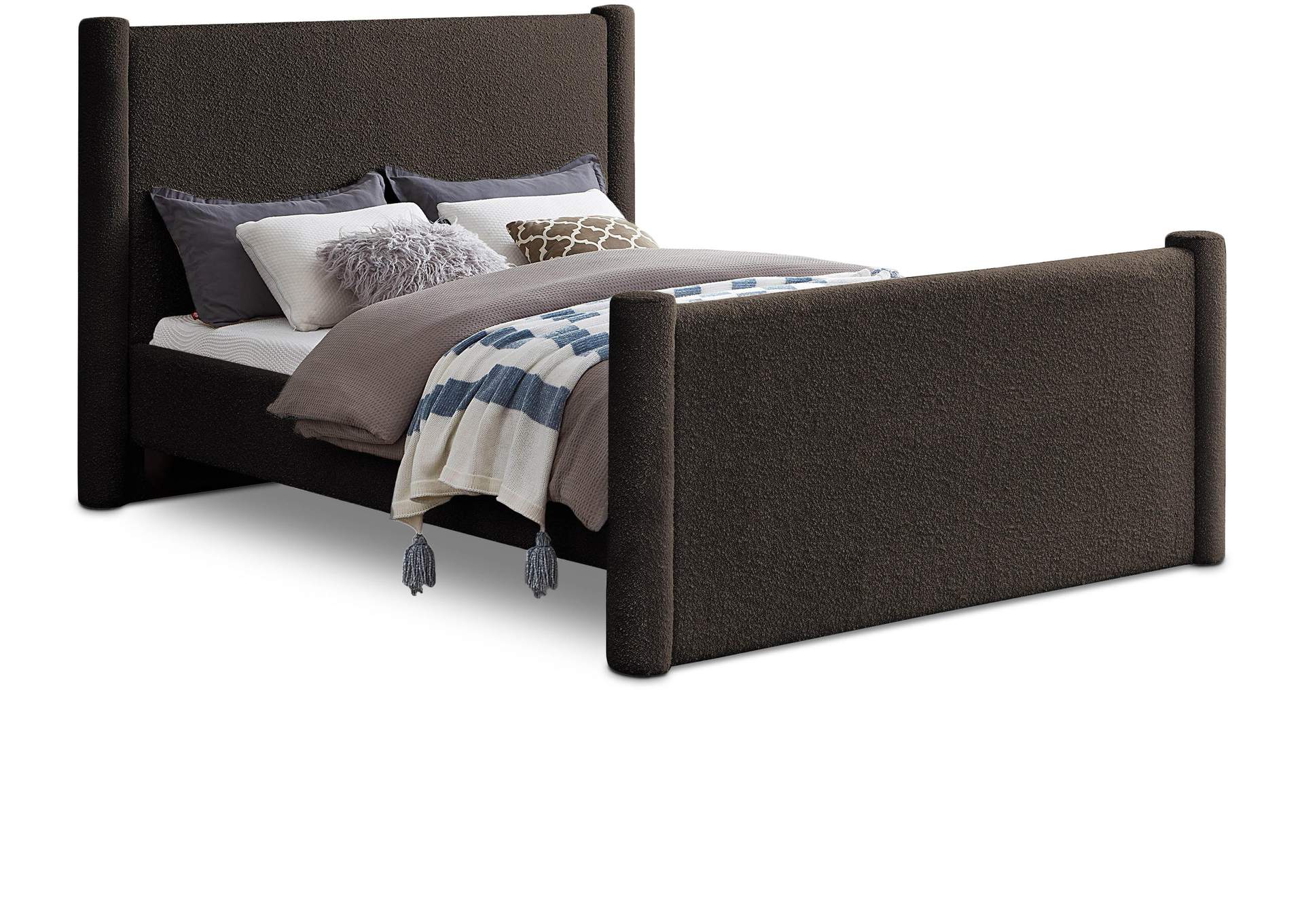 Elias Brown Boucle Fabric Full Bed,Meridian Furniture