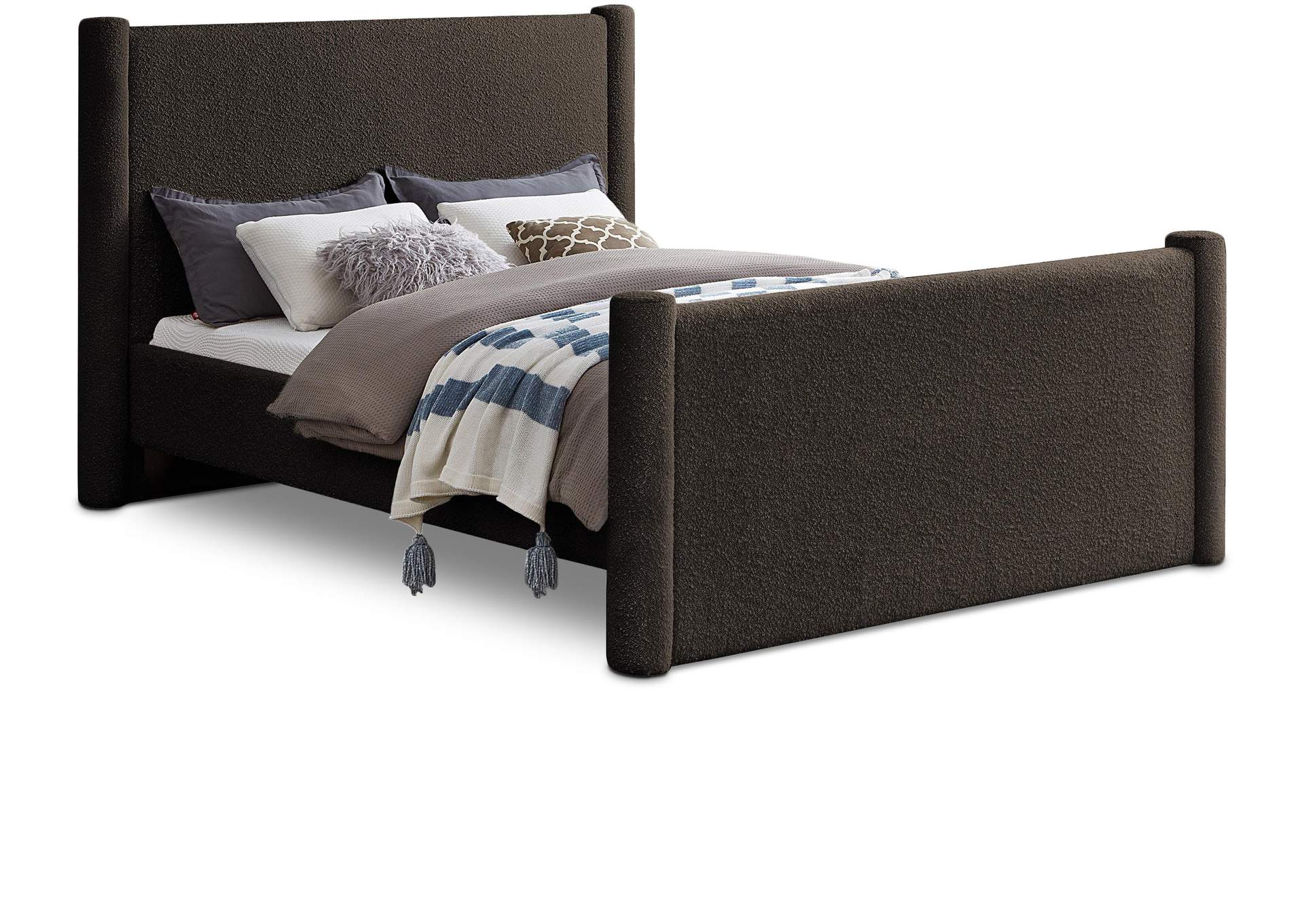 Elias Brown Boucle Fabric King Bed,Meridian Furniture