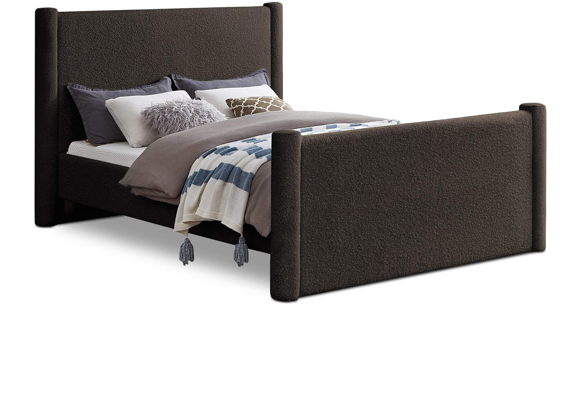 Elias Brown Boucle Fabric Queen Bed,Meridian Furniture