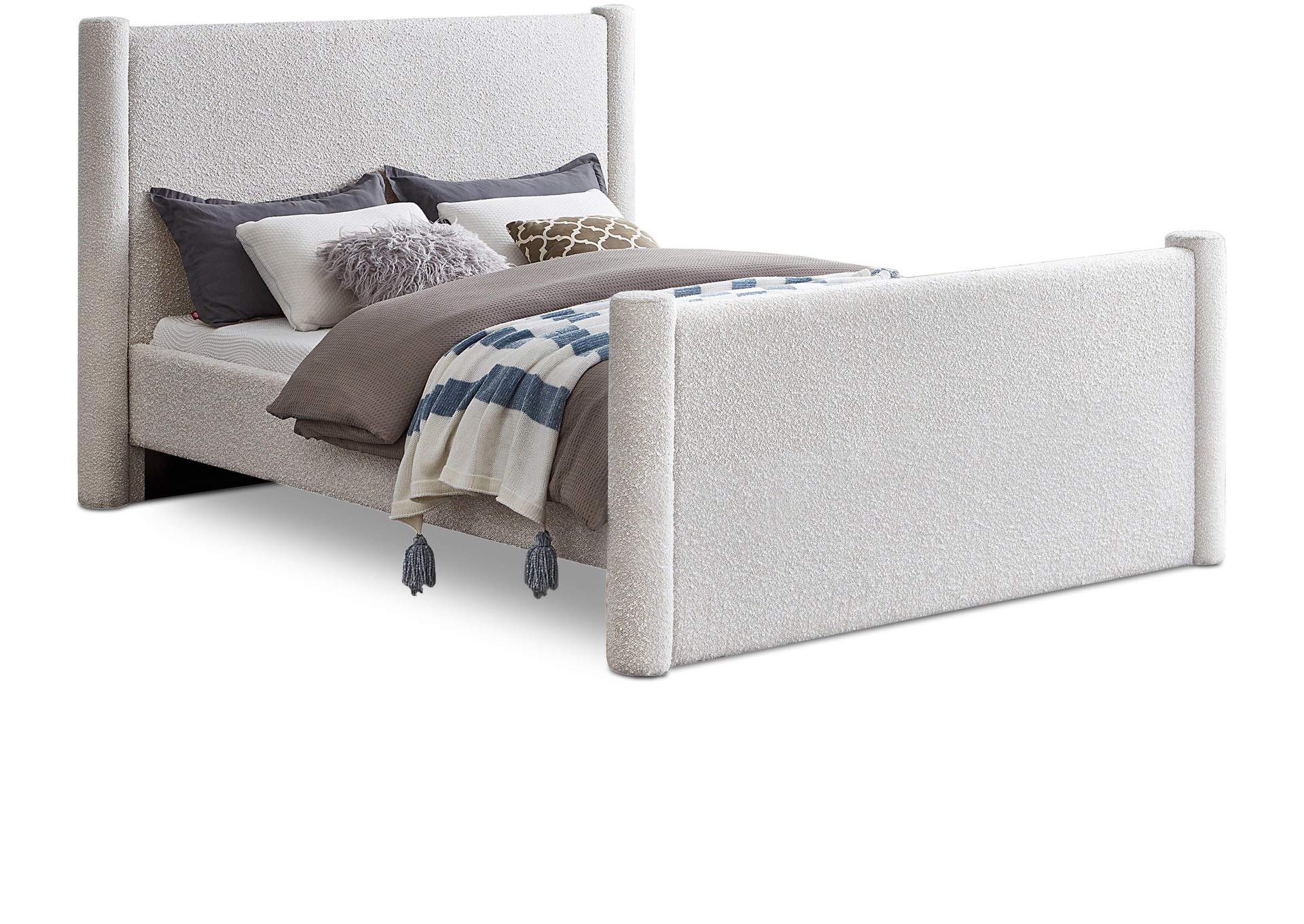 Elias Cream Boucle Fabric Full Bed,Meridian Furniture