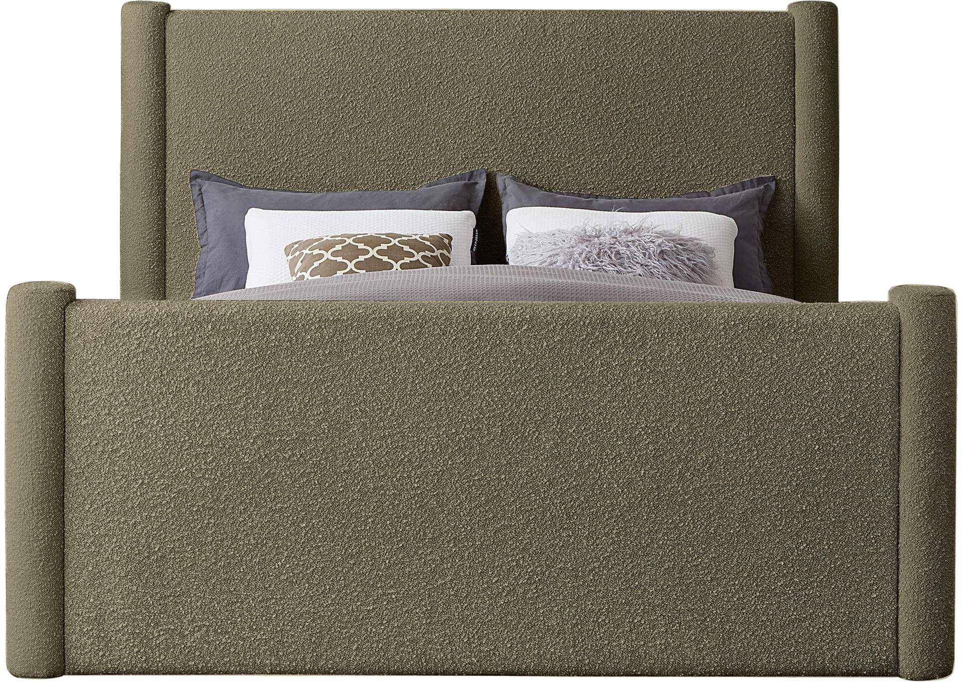 Elias Olive Green Boucle Fabric Full Bed,Meridian Furniture