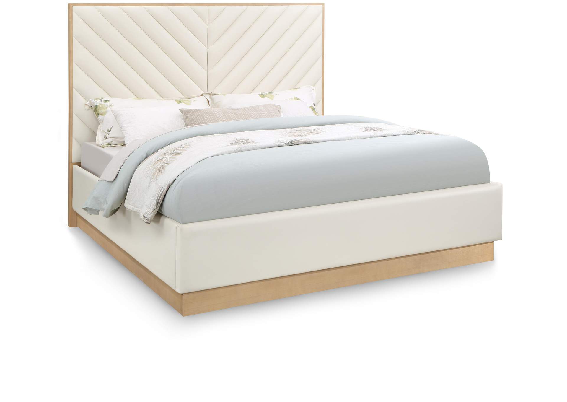 Casa Cream Faux Leather King Bed (3 Boxes),Meridian Furniture