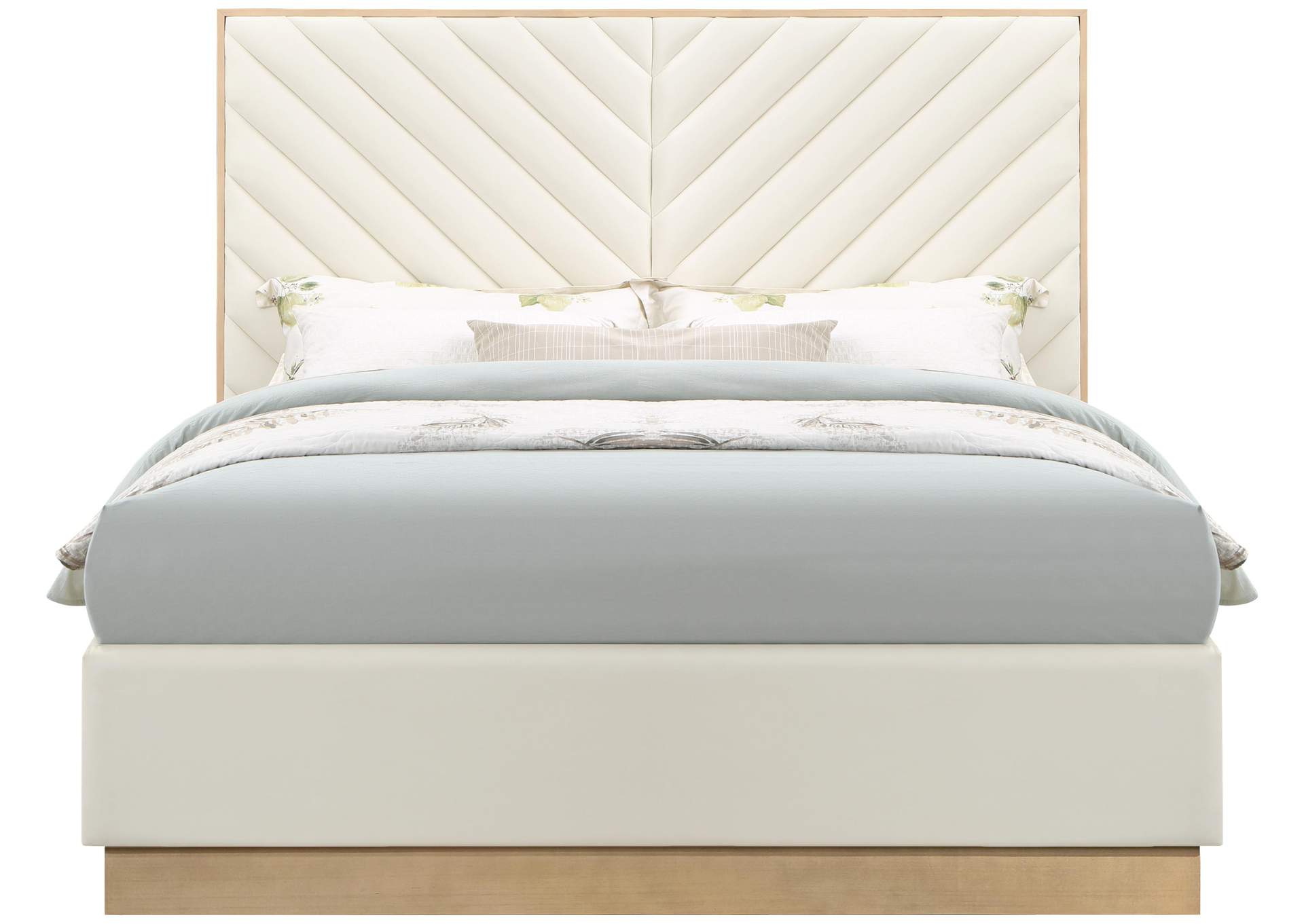 Casa Cream Faux Leather King Bed (3 Boxes),Meridian Furniture