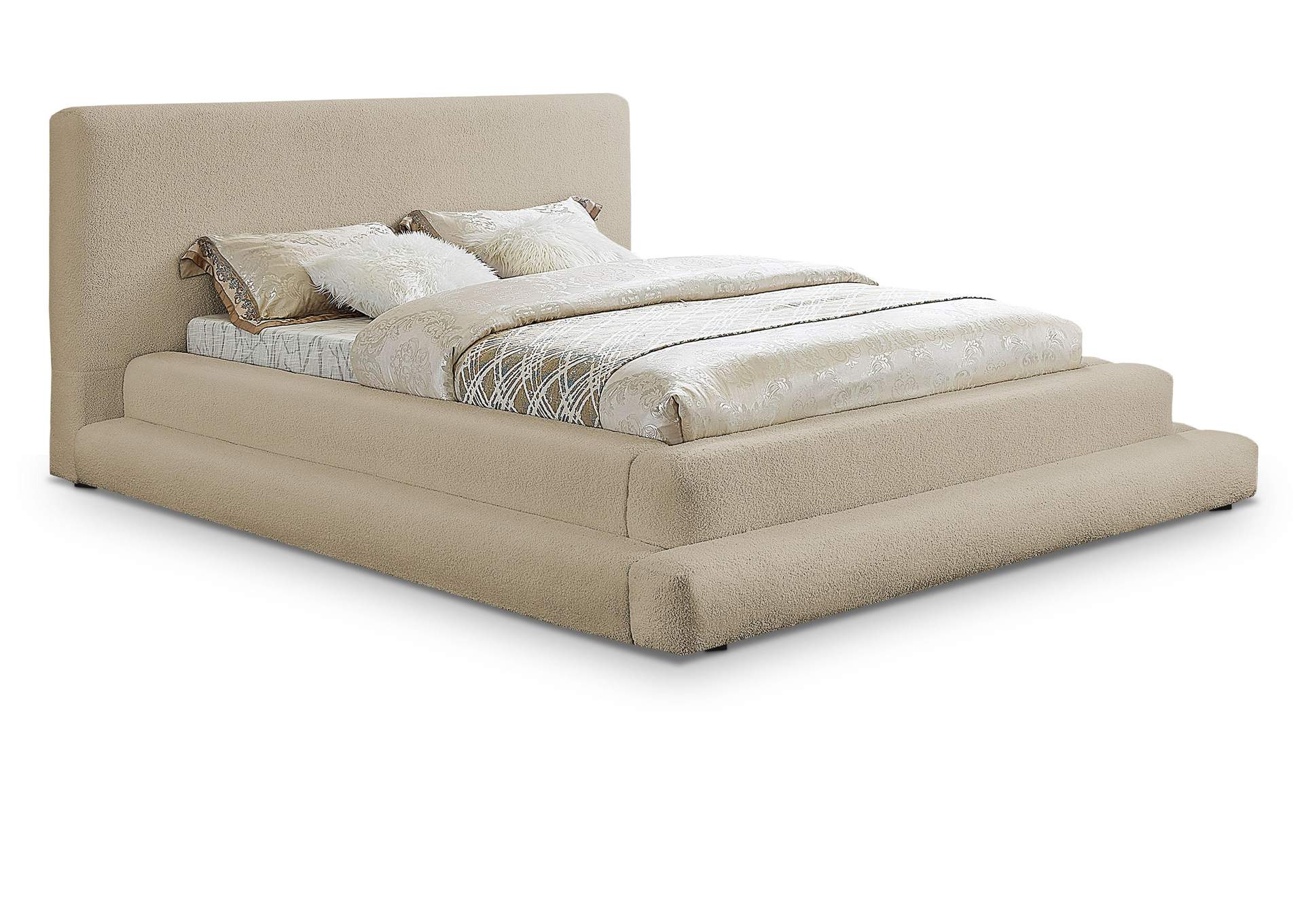 Dane Beige Teddy Fabric King Bed (3 Boxes),Meridian Furniture