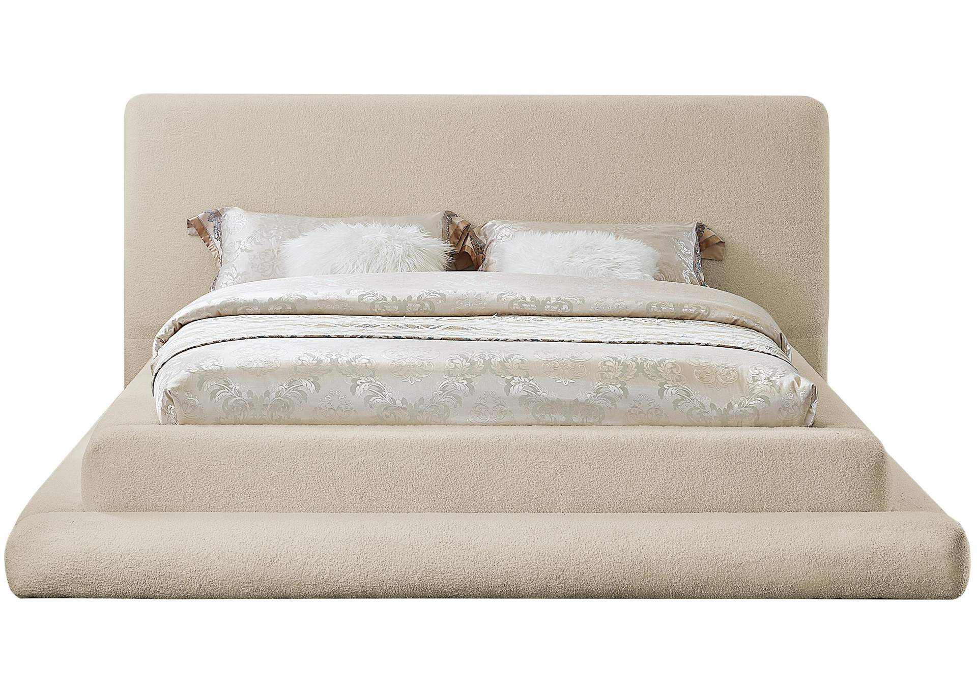 Dane Beige Teddy Fabric King Bed (3 Boxes),Meridian Furniture