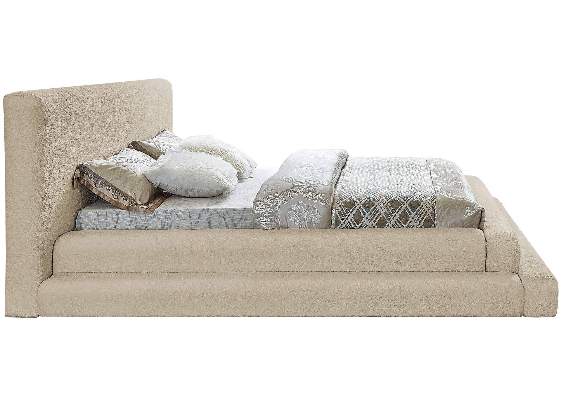 Dane Beige Teddy Fabric King Bed (3 Boxes),Meridian Furniture