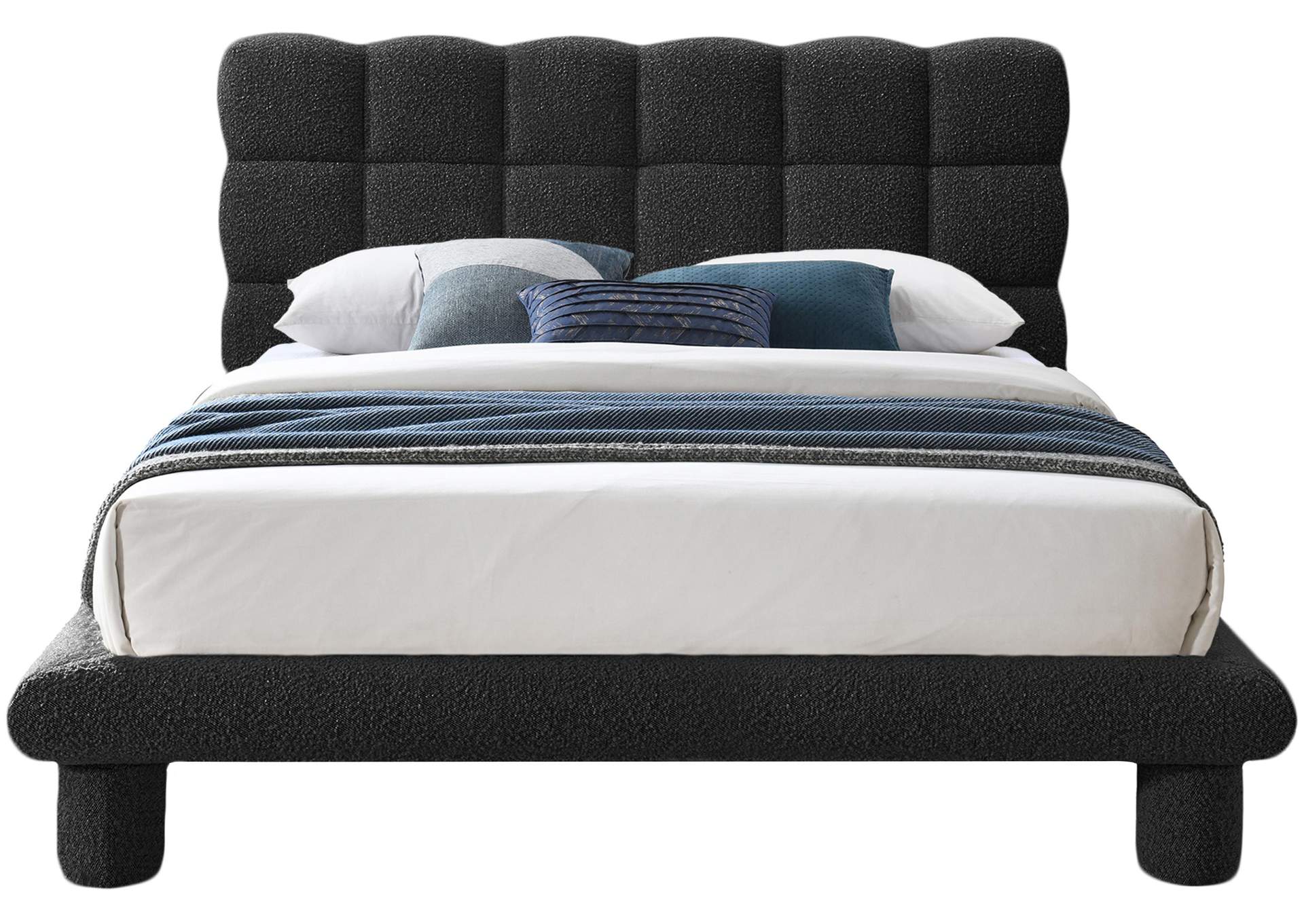 Deco Black Boucle Fabric King Bed (3 Boxes),Meridian Furniture