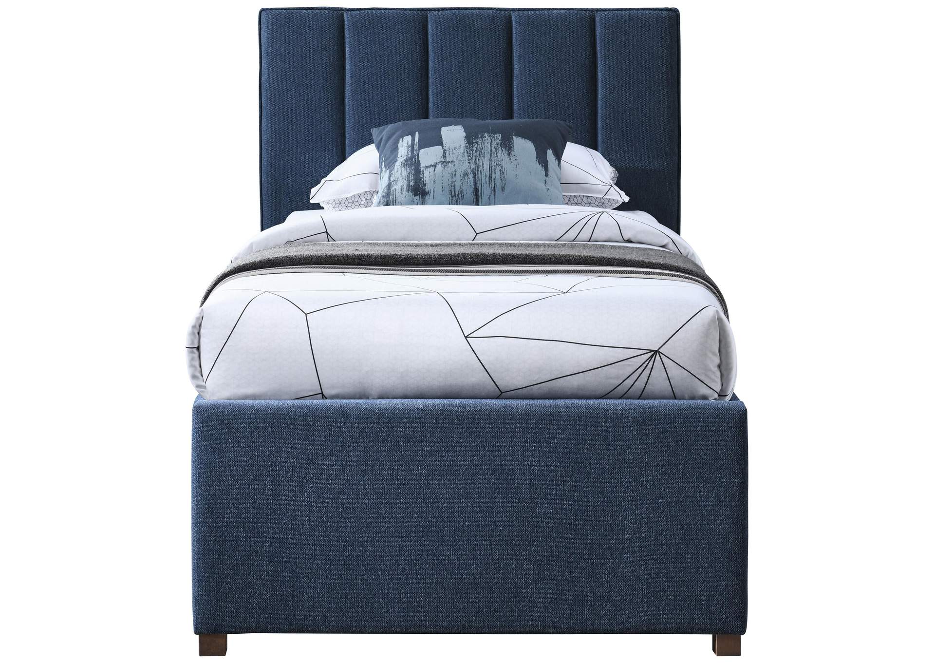 Harper Navy Linen Textured Fabric Twin Trundle Bed,Meridian Furniture