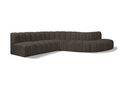 Image for Arc Brown Boucle Fabric Modular Sofa