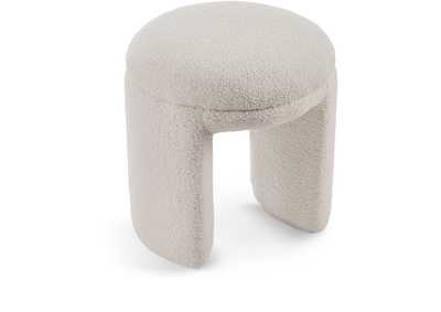 Image for Bowen Beige Faux Shearling Teddy Fabric Ottoman - Stool