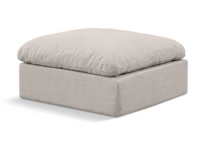 Image for Indulge Beige Linen Textured Fabric Ottoman