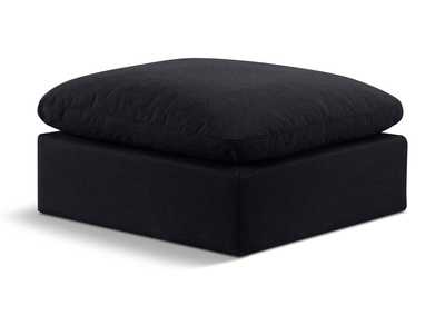 Image for Indulge Black Linen Textured Fabric Ottoman