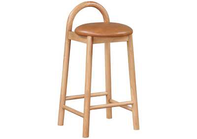 Image for Calvin Cognac Faux Leather Stool